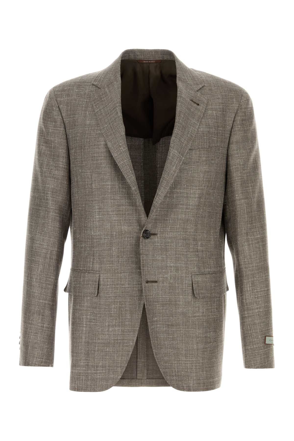Canali Melange Grey Wool Blend Blazer Size US XXL / EU 58 / 5 - 1 Thumbnail