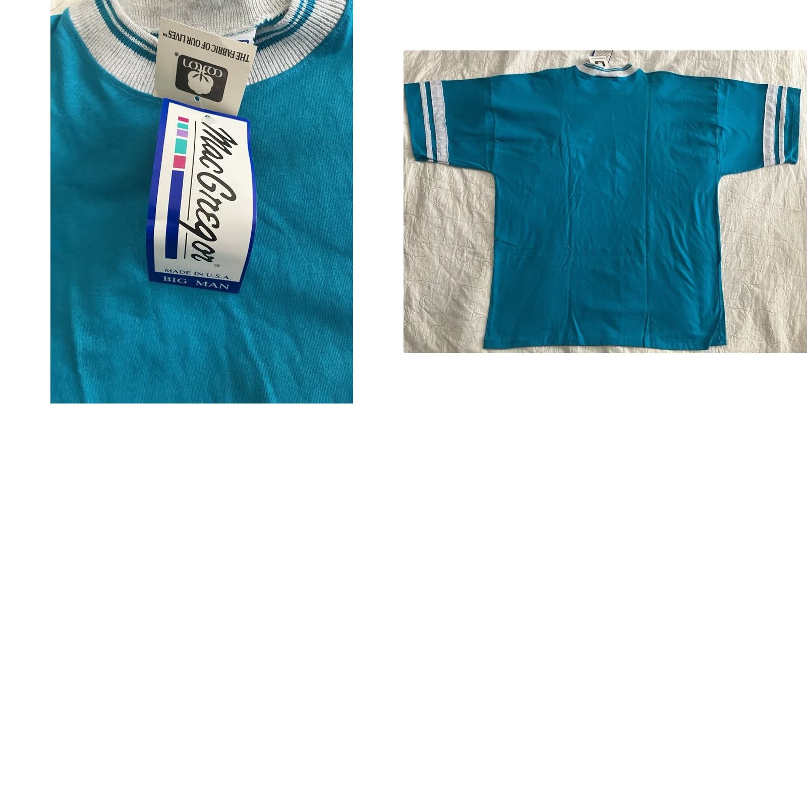 McGregor VINTAGE MacGregor Tee Teal 2XL 80s Short Sleeve Logo Crew Neck Men Shirt Size US XXL / EU 58 / 5 - 8 Thumbnail