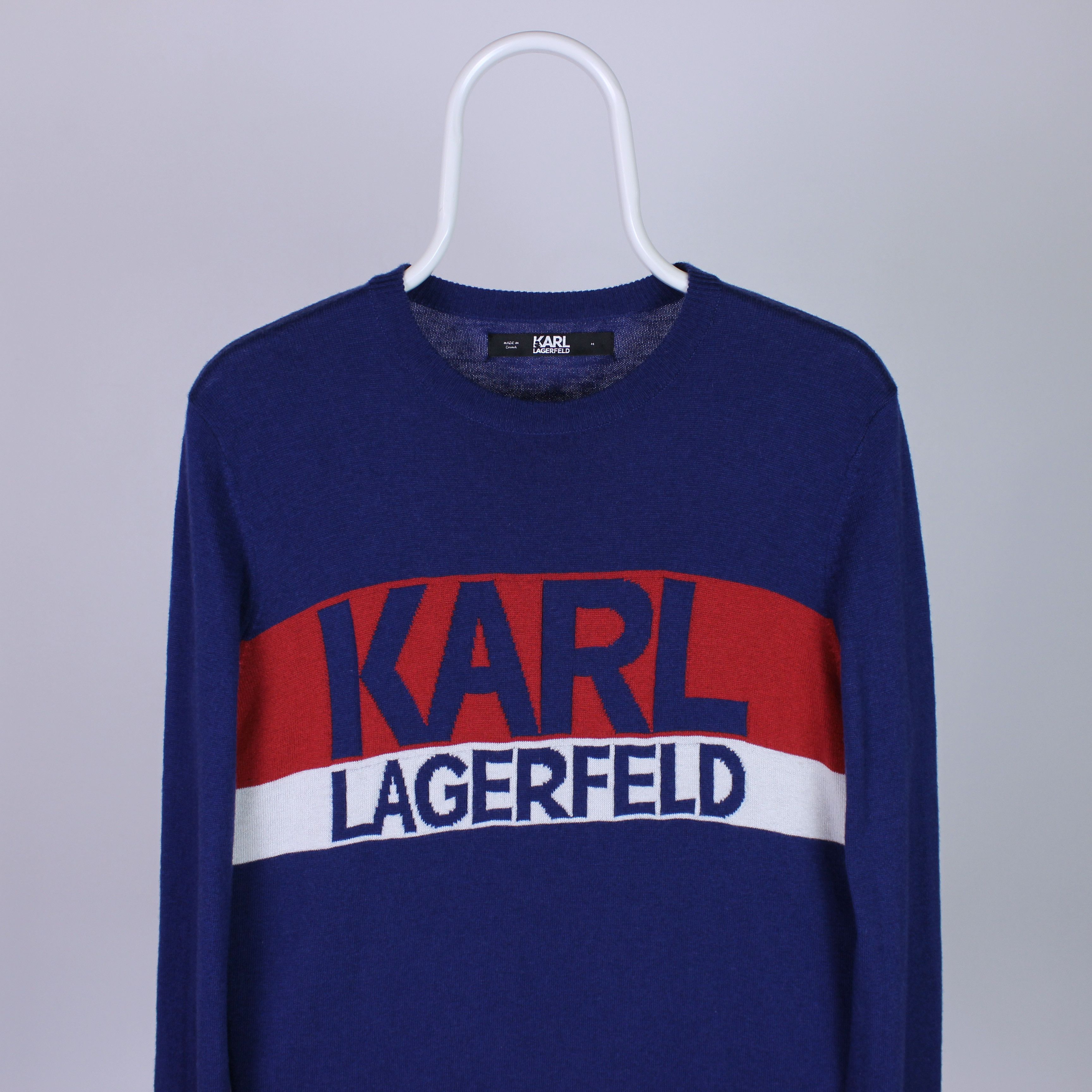 Karl Lagerfeld Karl Lagerfeld cashmere sweater big logo centr navy S M Size US M / EU 48-50 / 2 - 1 Thumbnail