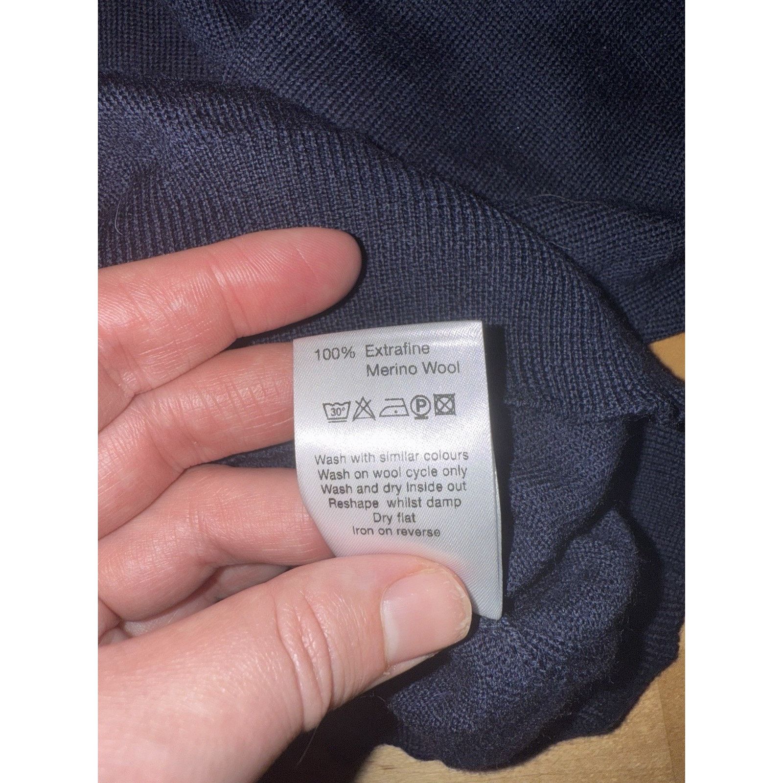 Moss Moss 1851 Navy Blue Turtleneck Merino Wool Turtleneck L Size US XL / EU 56 / 4 - 3 Thumbnail