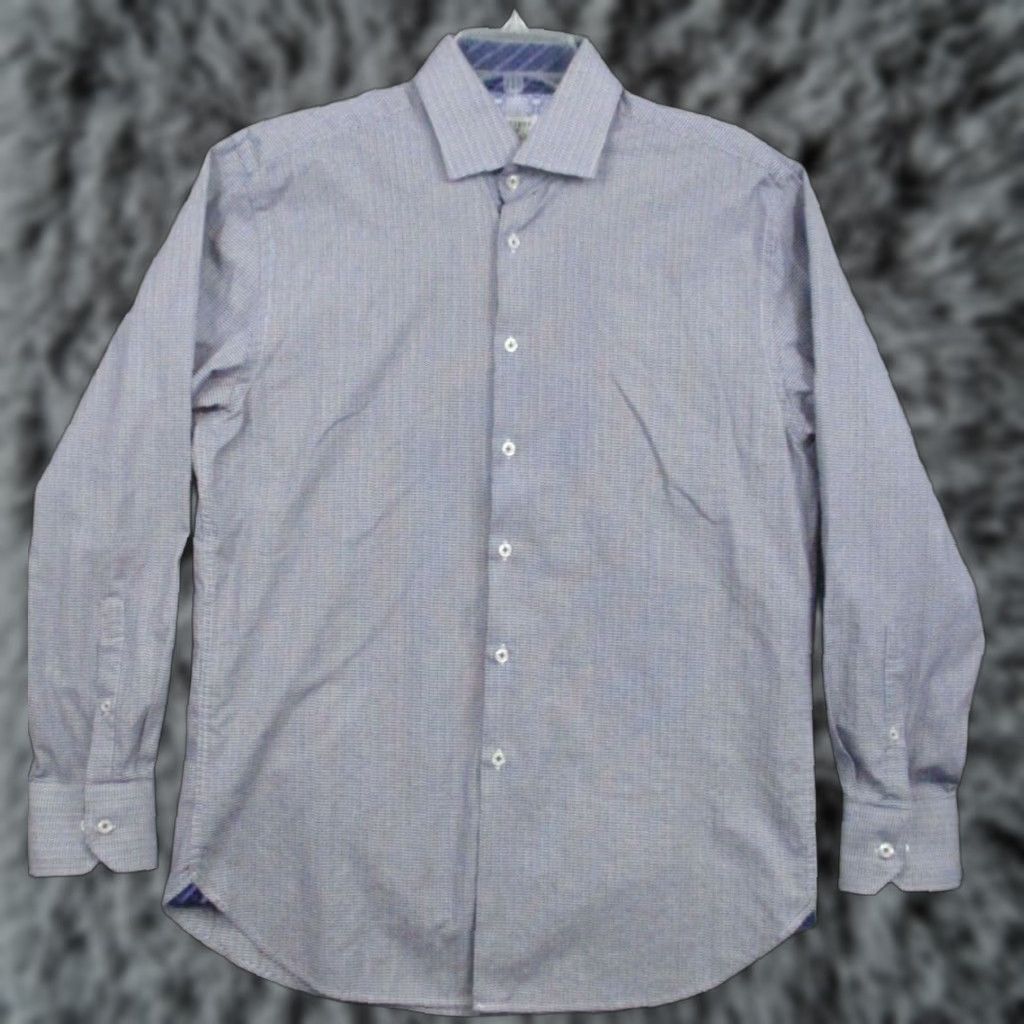 Vintage Society Of Threads Dress Shirt Mens Large 16-16.5 Blue Comfort Stretch Slim Fit Size 42R - 1 Thumbnail