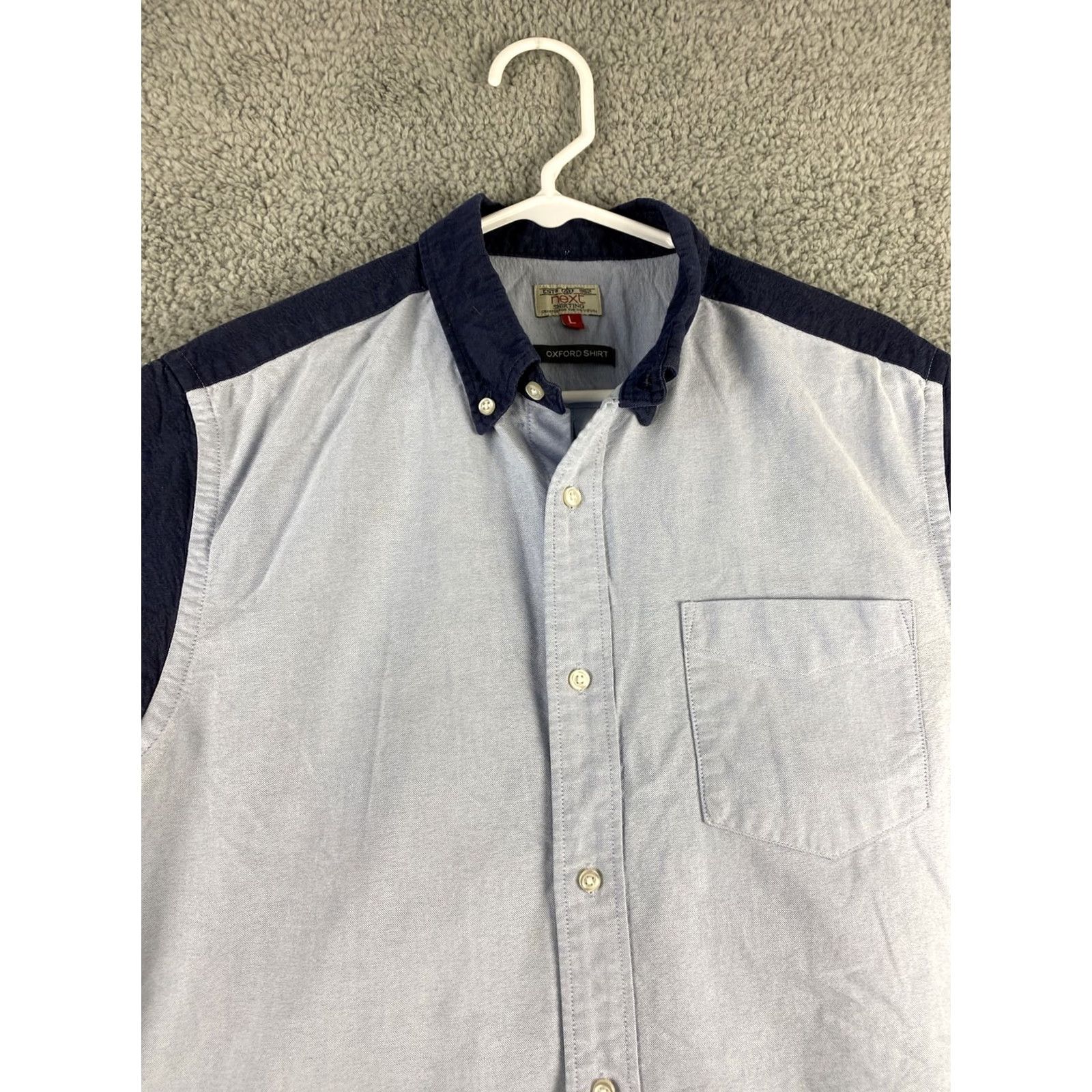 NEXT NEXT Shirt Men’s L Blue Solid Short Sleeve Button-Down Slimming Athletic Dress Shirt Size US L / EU 52-54 / 3 - 2 Thumbnail