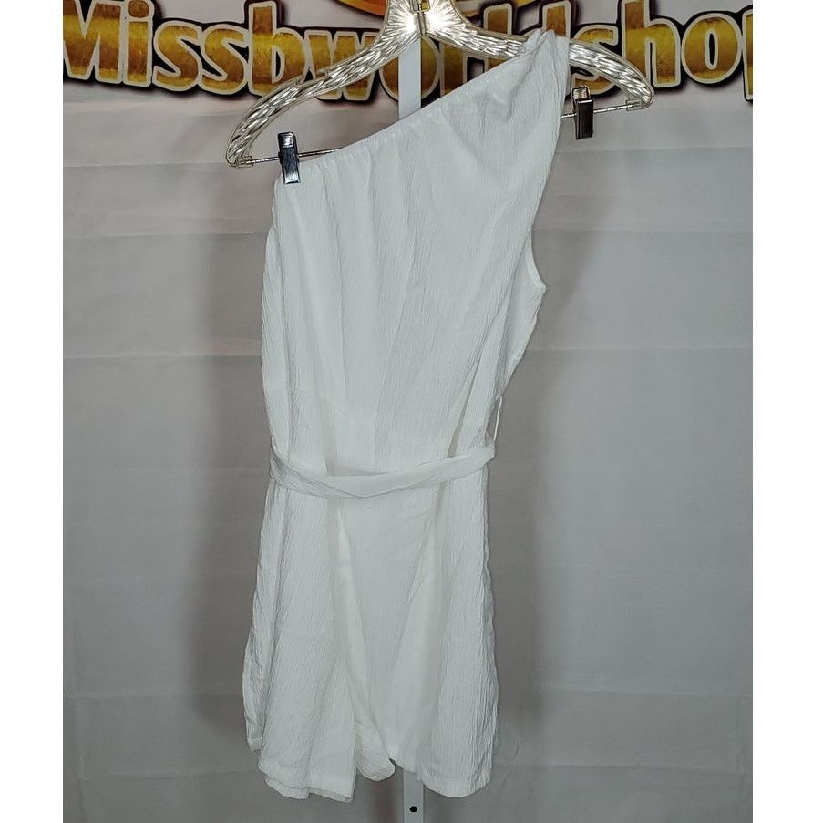 Shein Shein Curve White One Shoulder Romper Shorts Womens Size 2XL Size 40" / US 18 - 2 Thumbnail