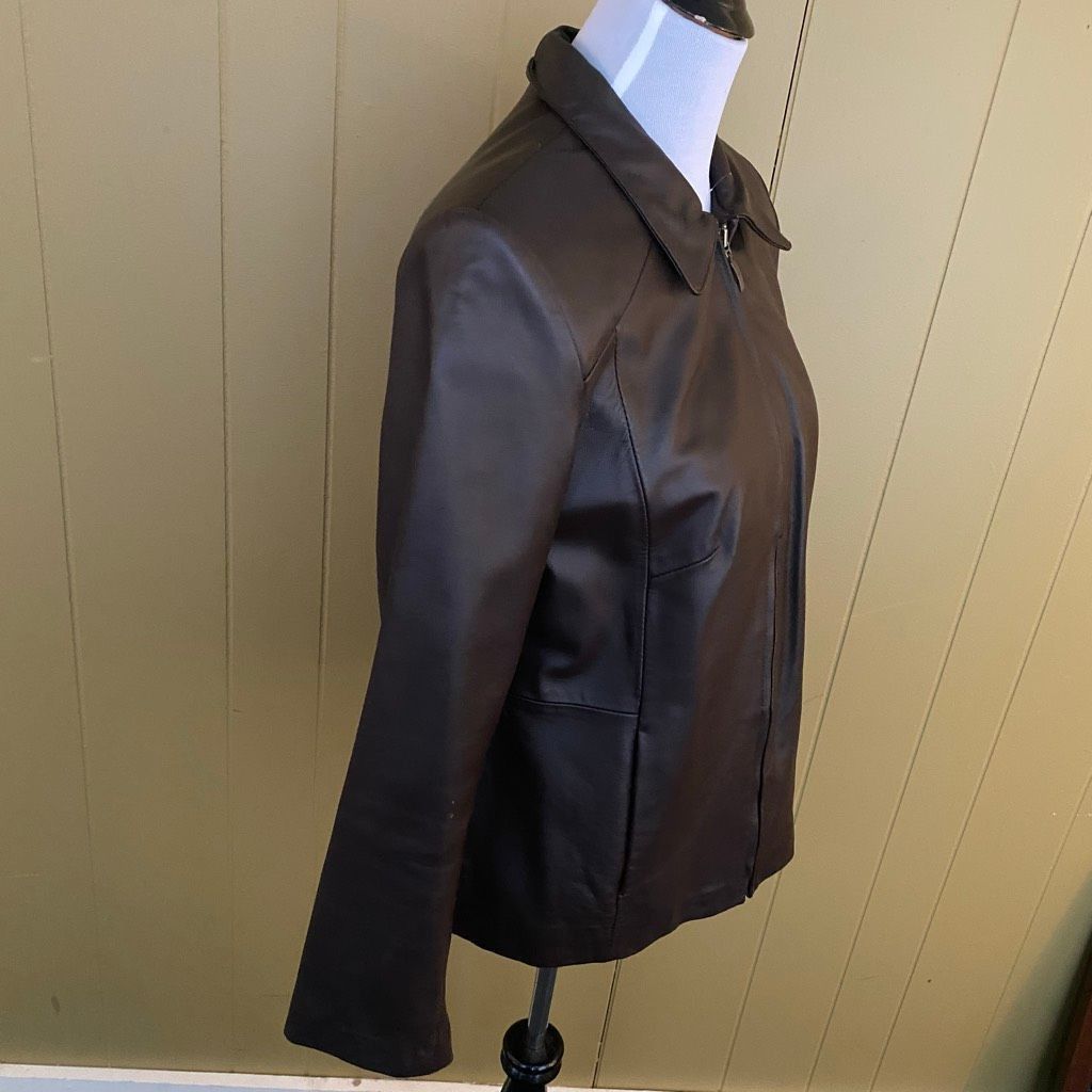Other Style & Co women L genuine leather full zip satin lined jack Size L / US 10 / IT 46 - 3 Thumbnail