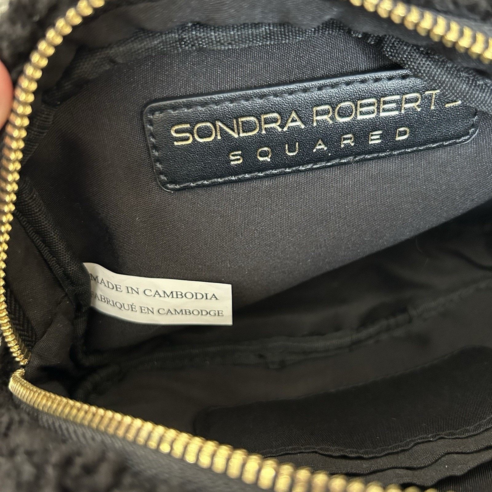 Other Sondra Robert’s Squared Black Sherpa With Gold Accents - New Size ONE SIZE - 8 Thumbnail