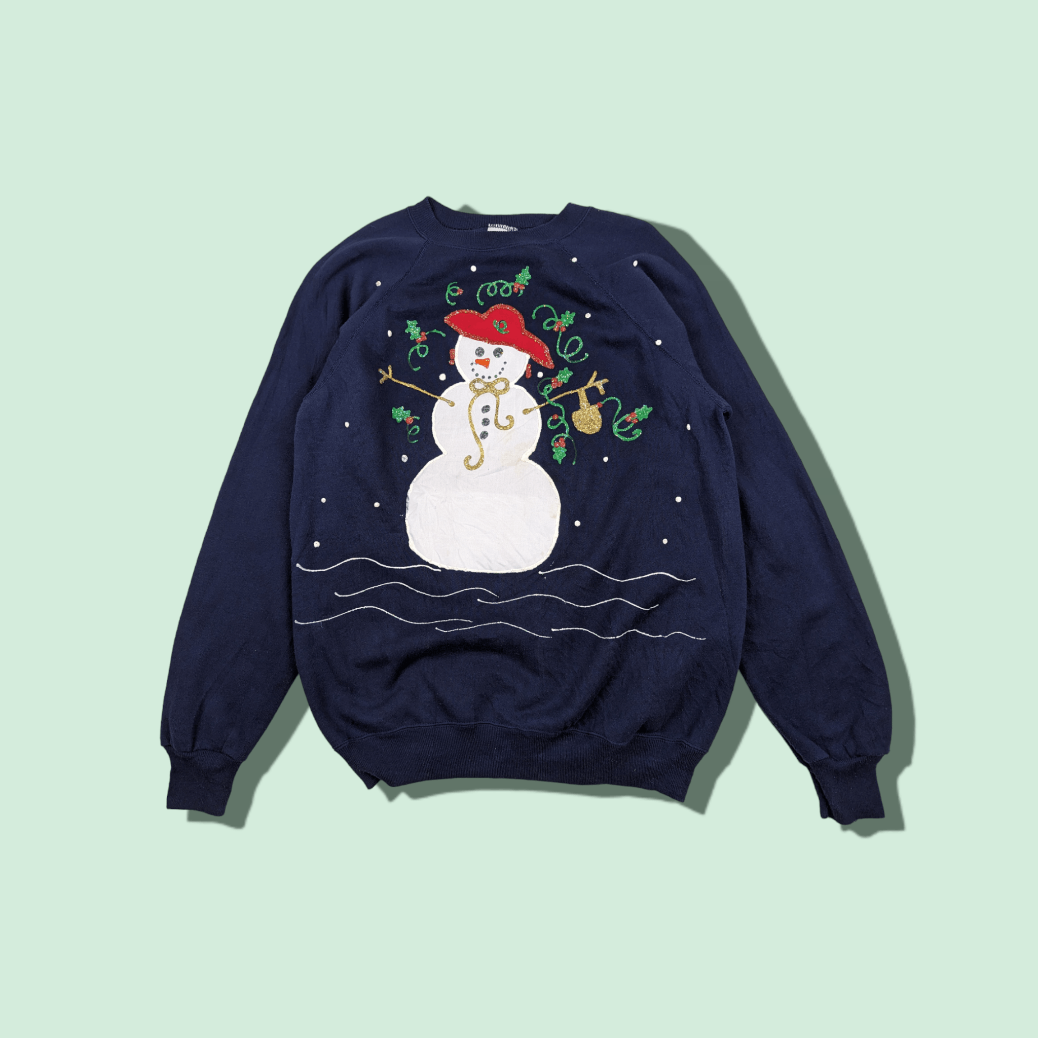 Hanes Vintage 90's HANES Custom Snowman Christmas New Year Jumper Size US L / EU 52-54 / 3 - 1 Thumbnail