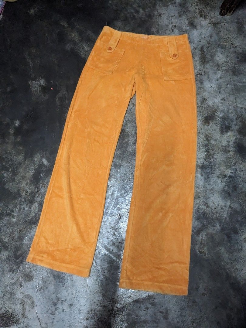 Juicy Couture × Vintage Vintage 90s Juicy Couture Velour Orange Pants Made in USA Size 27" / US 4 / IT 40 - 1 Thumbnail