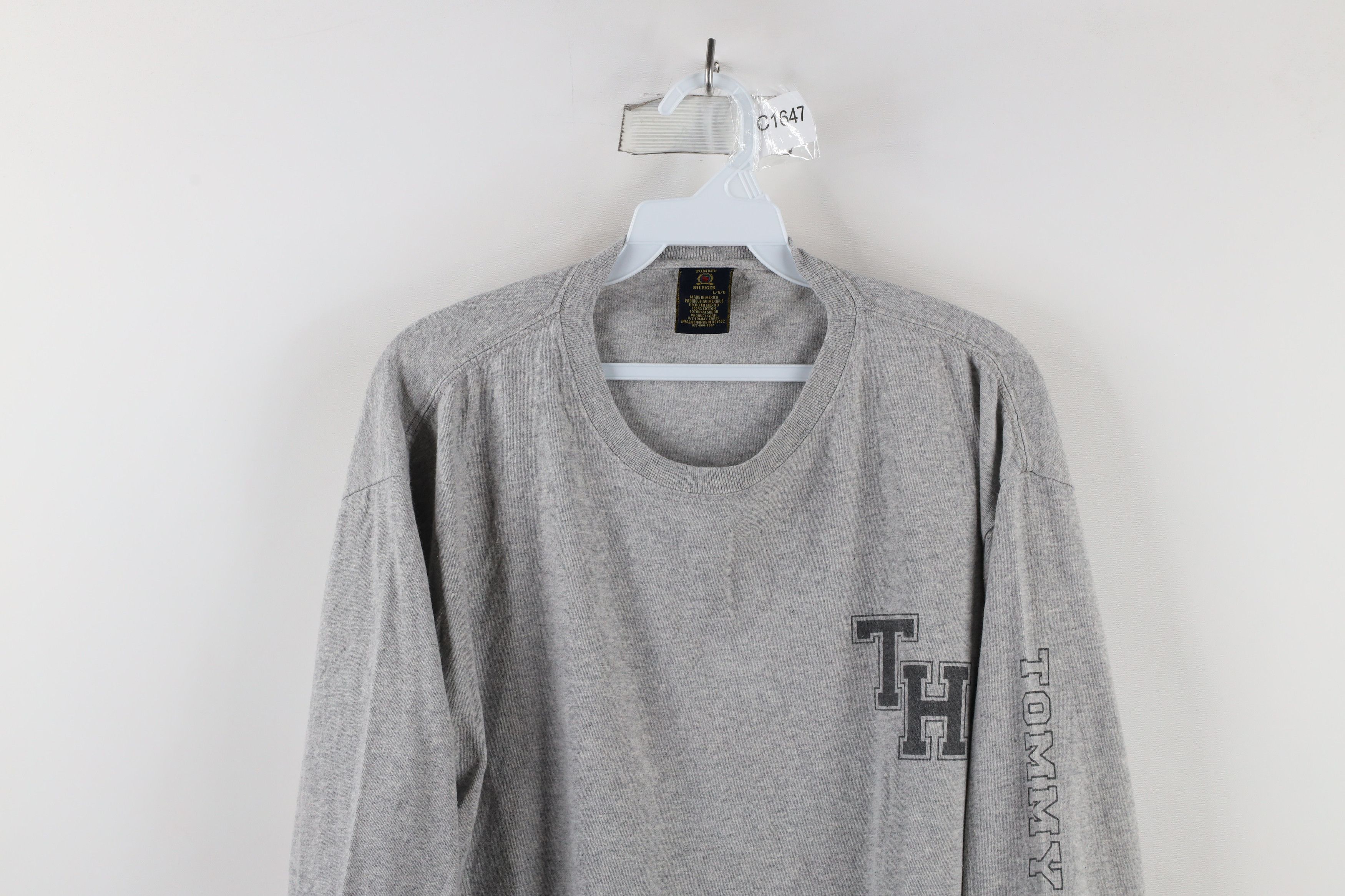 Tommy Hilfiger × Vintage Vintage 90s Tommy Hilfiger Out Long Sleeve T-Shirt Gray Size US L / EU 52-54 / 3 - 2 Thumbnail