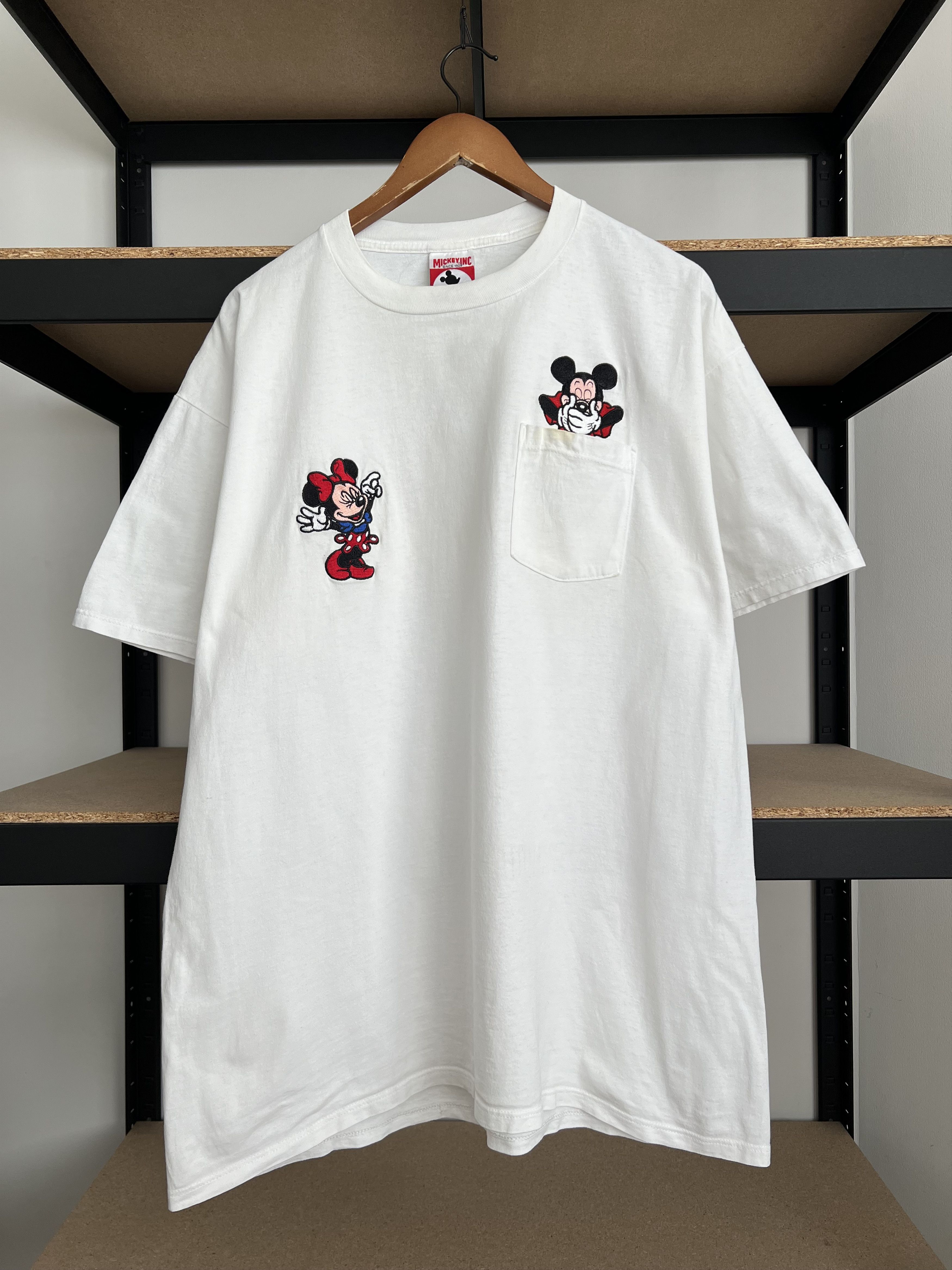 Disney Vintage 90s Disney Mickey Mouse Minnie Mouse Pocket T-shirt Size US XL / EU 56 / 4 - 1 Thumbnail