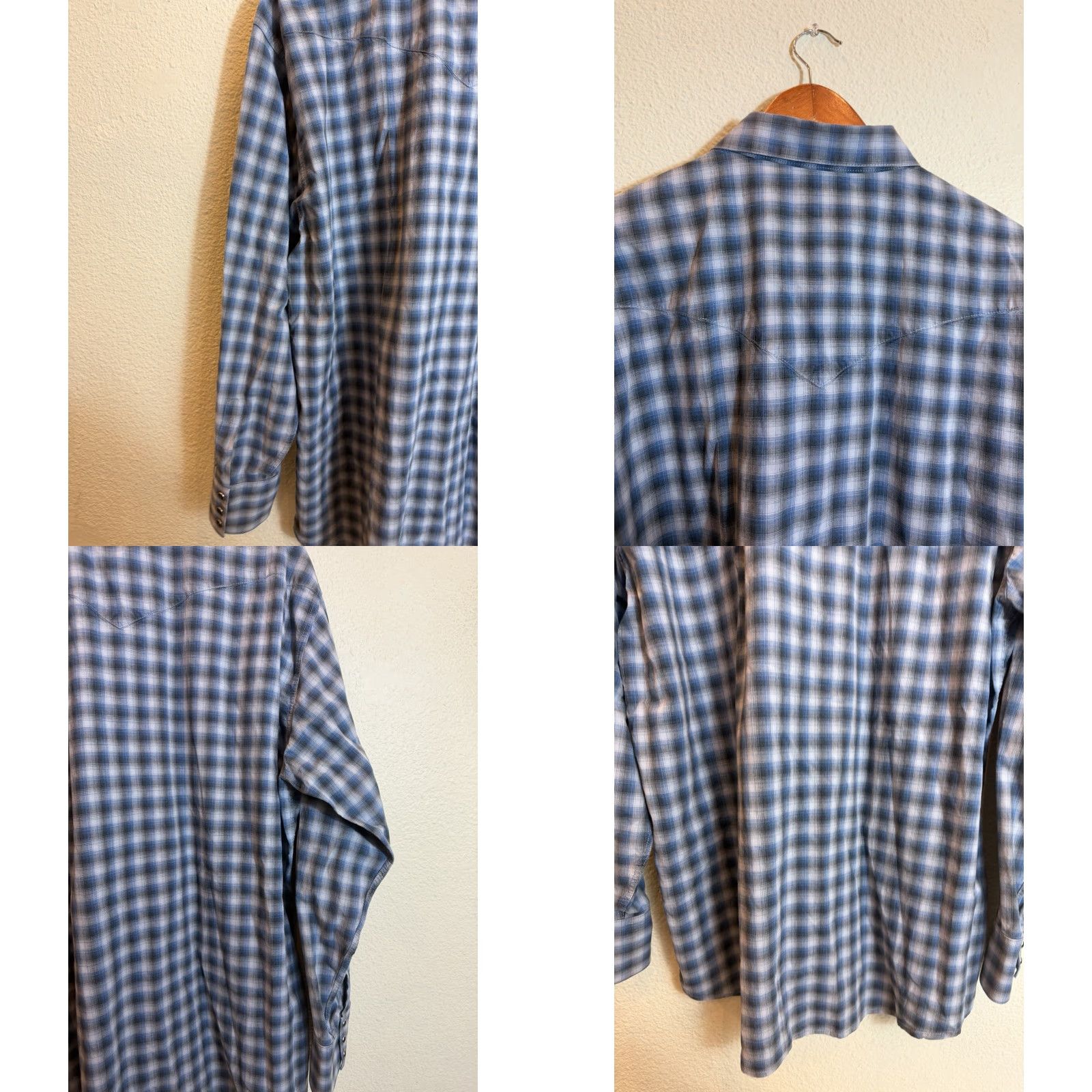 Vintage Resistol Rodeo Gear Shirt Mens XL Long Sleeve Blue Plaid Pearl Snap Shirt Size US XL / EU 56 / 4 - 9 Thumbnail