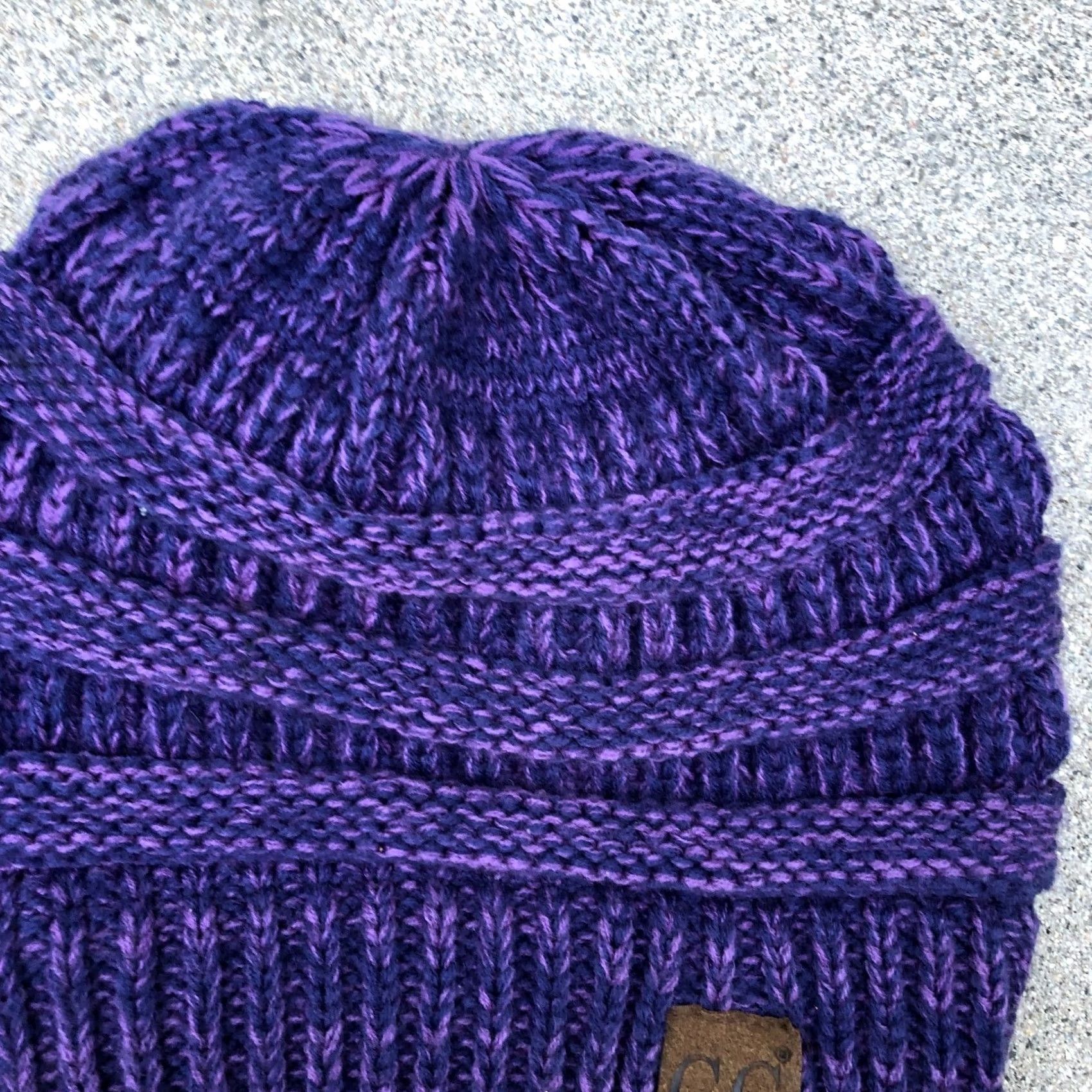 Vintage C.C. EXCLUSIVES Beanie Hat Women's One Size Purple Winter Cable Knit Cap Size ONE SIZE - 3 Thumbnail