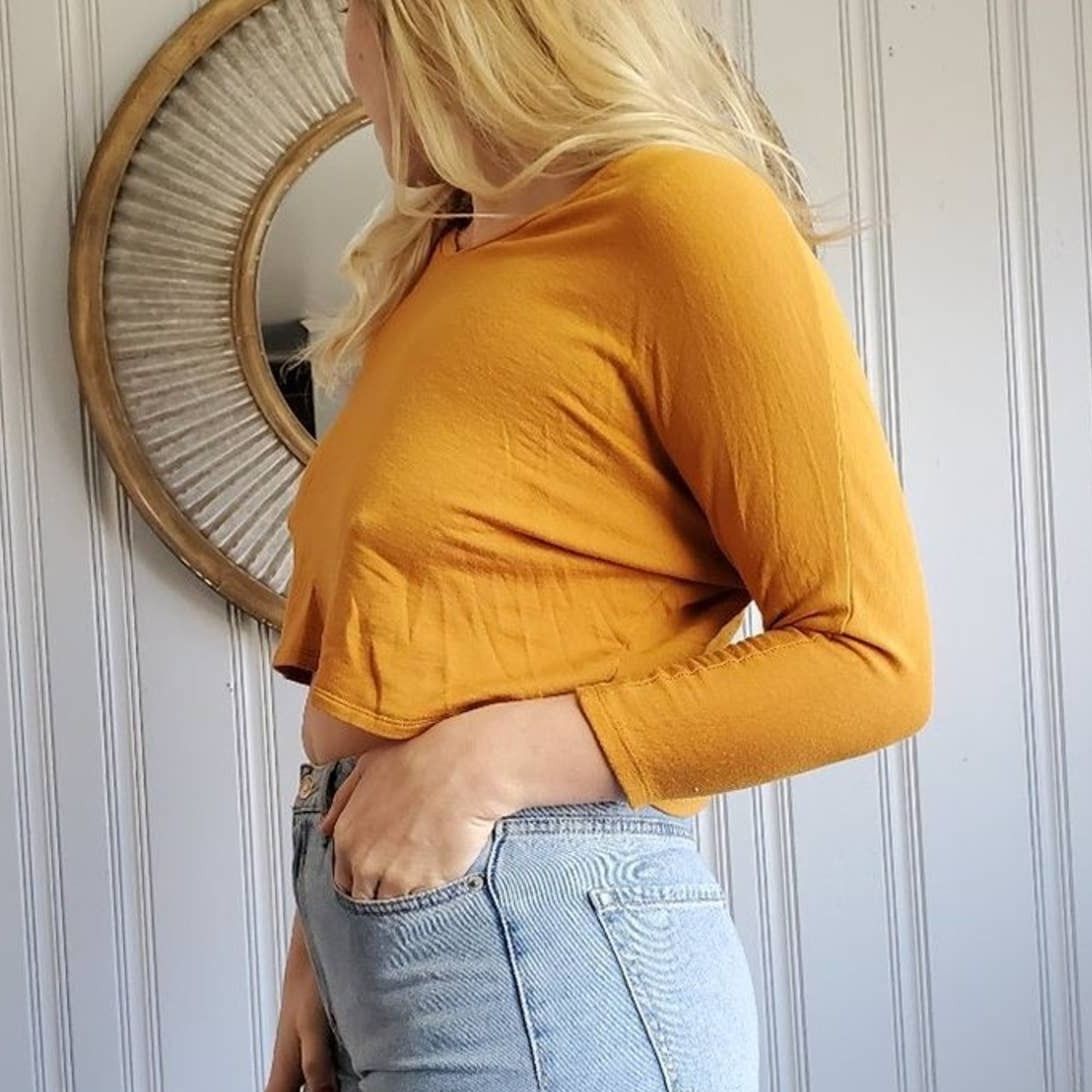 Forever 21 Tresics Long Sleeve Mustard Yellow Crop Top - S Size S / US 4 / IT 40 - 3 Thumbnail