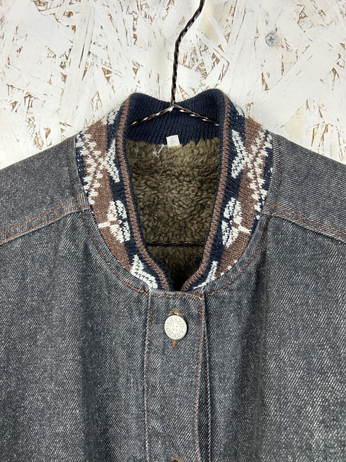 Kenzo 90s Vintage Kenzo Sherpa Denim Aztec Woolen Jacket Size M / US 6-8 / IT 42-44 - 2 Thumbnail