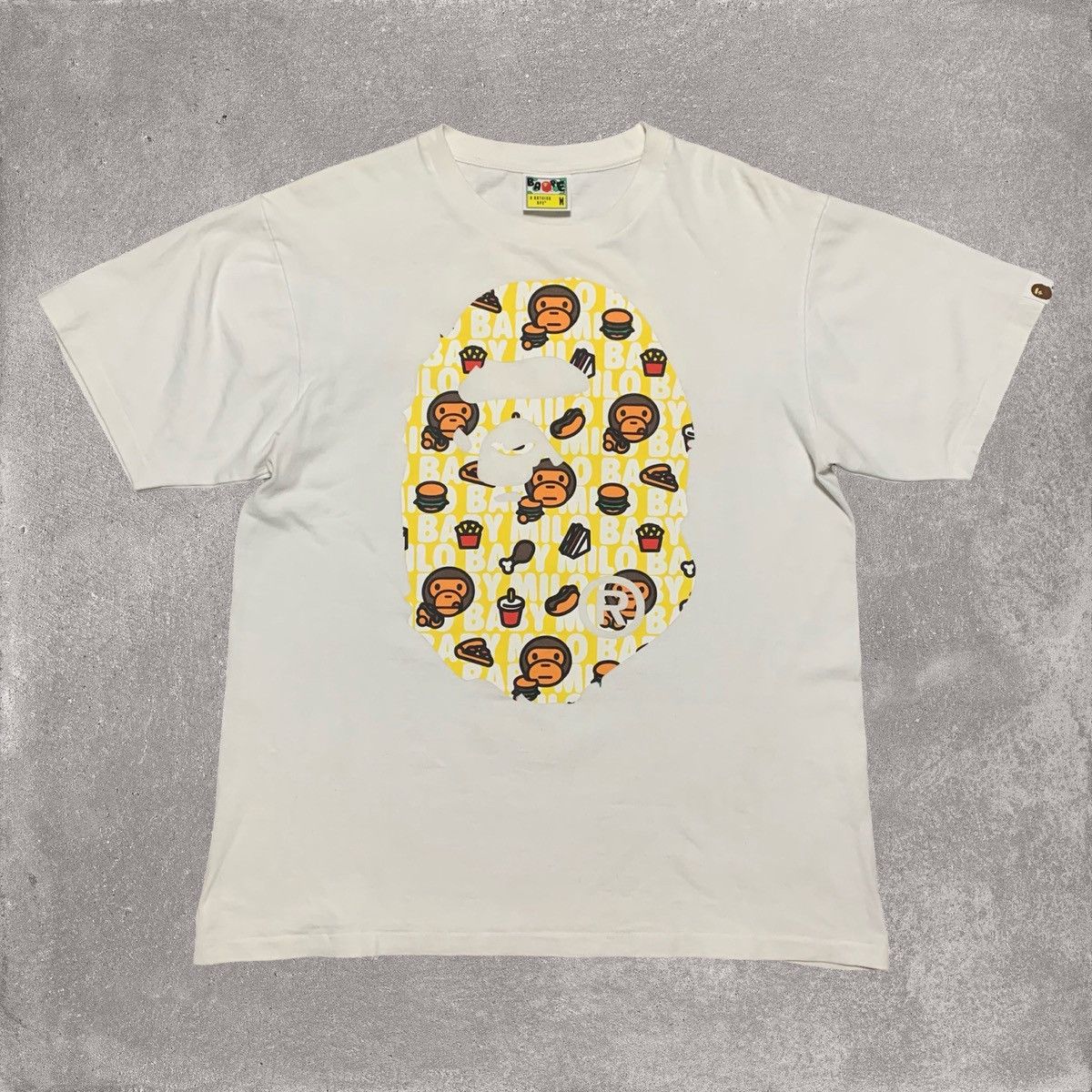 Bape Bape Medium Baby Milo Ape Head White Tee 'Junk Food' Size US M / EU 48-50 / 2 - 1 Thumbnail
