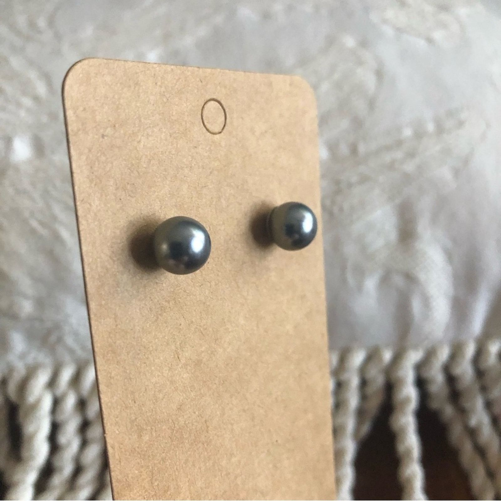 Vintage Vintage 8mm faux gray pearl stud earrings Size ONE SIZE - 2 Thumbnail