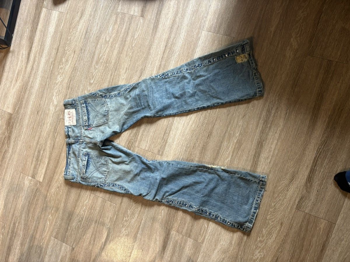 Tornado Mart Tornado Mart Archive Studded Distressed Zip-Flare Denim Size 30" / US 8 / IT 44 - 6 Thumbnail