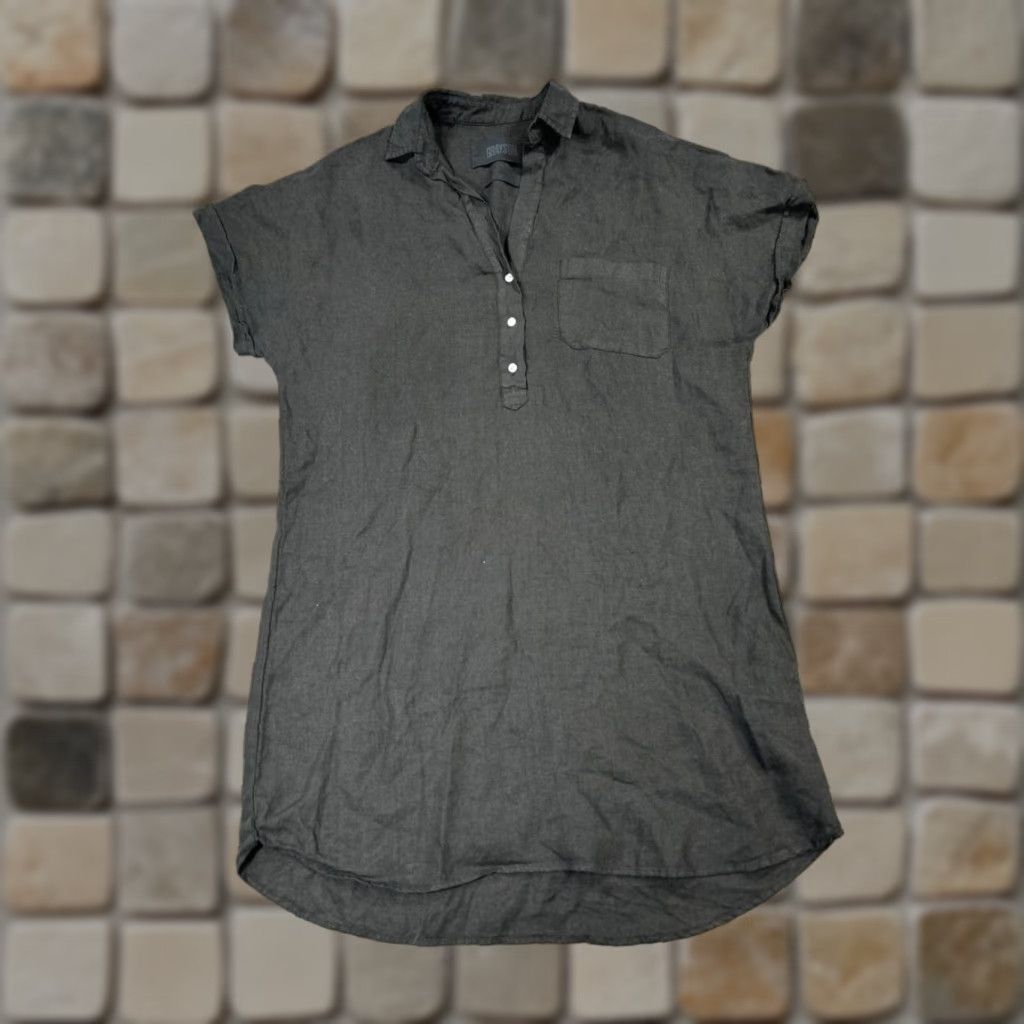 Vintage VINTAGE Grayson Women's Shirt Dress Large Black Linen Summer Casual Shirt Dress Womens Large Black Linen Size L / US 10 / IT 46 - 1 Thumbnail