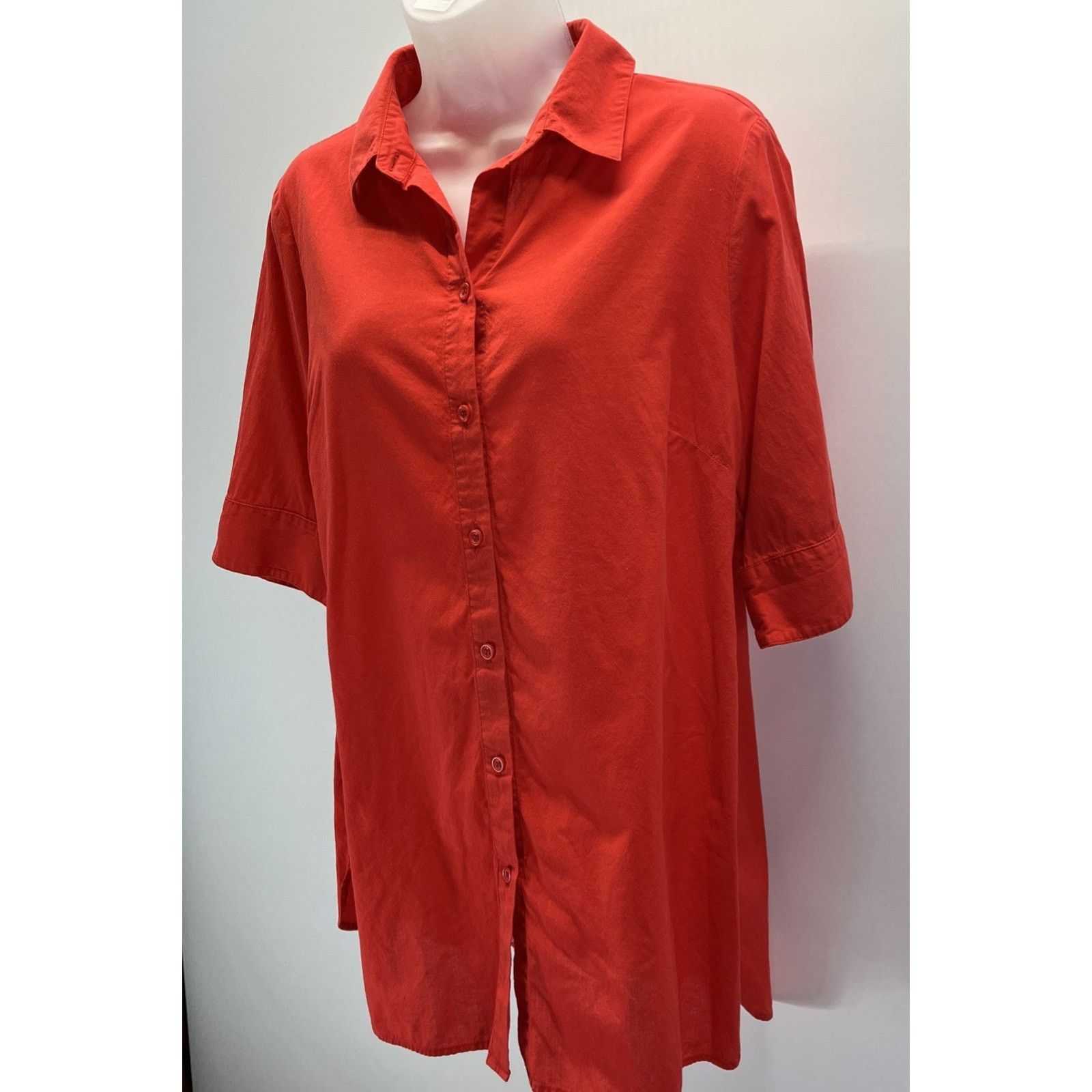Chicos Chicos 1 Stretch Button Front Tunic Shirt Womens Orange Size ONE SIZE - 2 Thumbnail