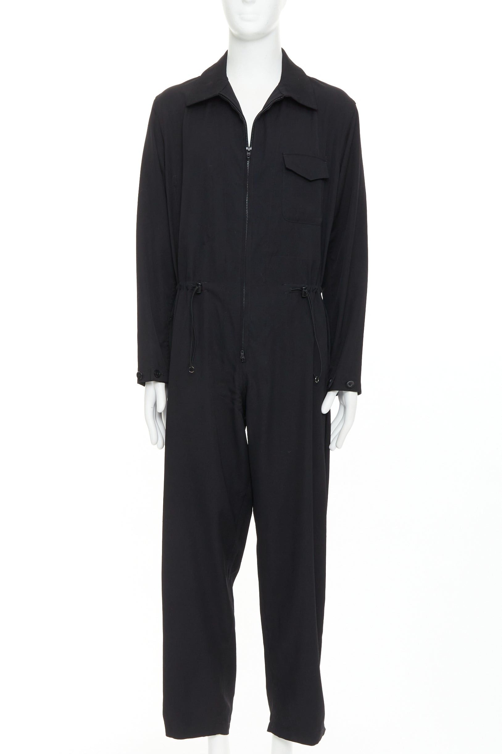 Yohji Yamamoto YOHJI YAMAMOTO HOMME black lightweight wool pocketed cargo overall jumpsuit JP2 M Size US 30 / EU 46 - 1 Thumbnail