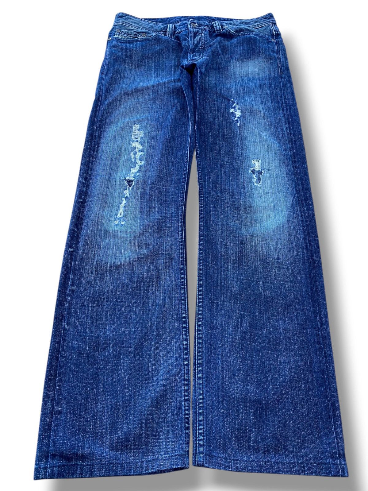 Diesel Diesel Blue Wash Ripped Style Boot Cut Jeans Size US 33 - 1 Thumbnail
