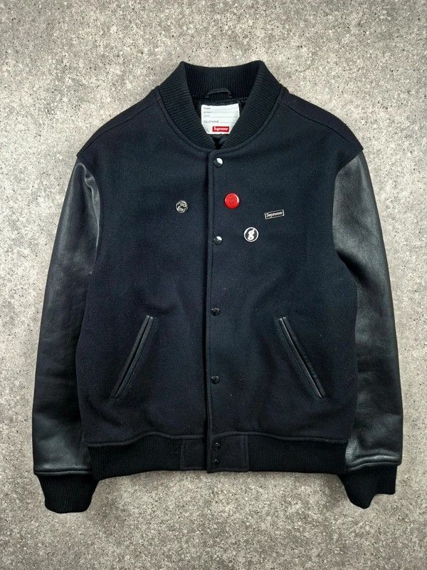 Supreme Supreme Men's Black Red Motion Logo Varsity Jacket Size M Size US M / EU 48-50 / 2 - 1 Thumbnail