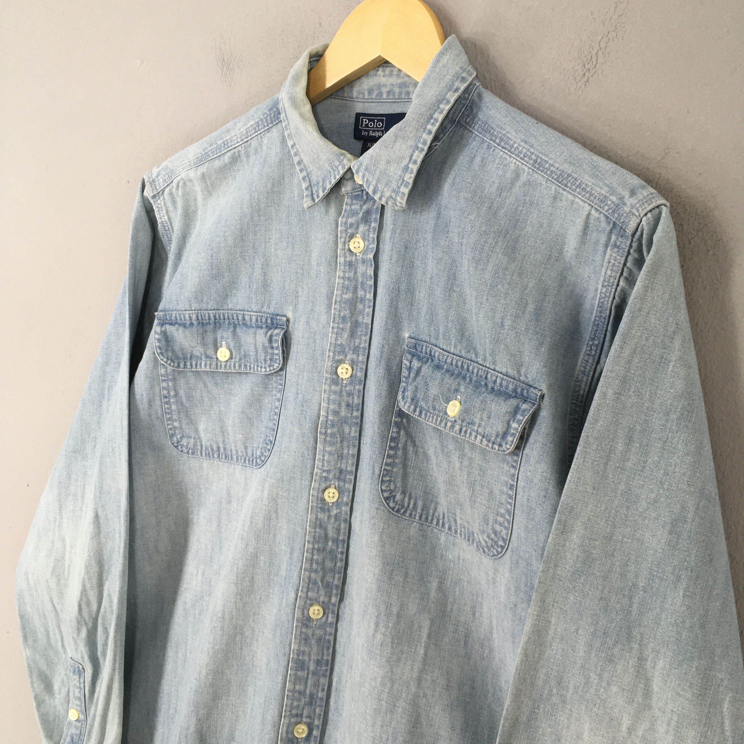Polo Ralph Lauren Vintage Polo Ralph Lauren Blue Chambray Shirt Small Size US S / EU 44-46 / 1 - 3 Thumbnail
