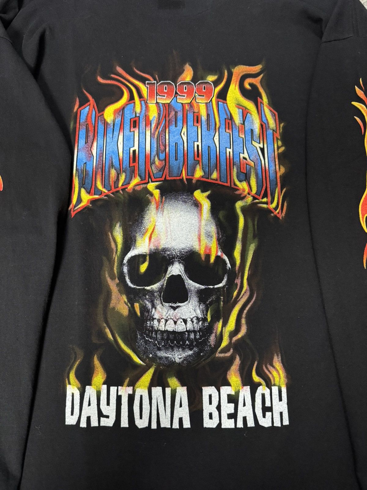 Vintage VINTAGE 1999 DAYTONA BEACH BIKE WEEK SKULL FLAME LONGSLEEVE Size US XL / EU 56 / 4 - 3 Thumbnail