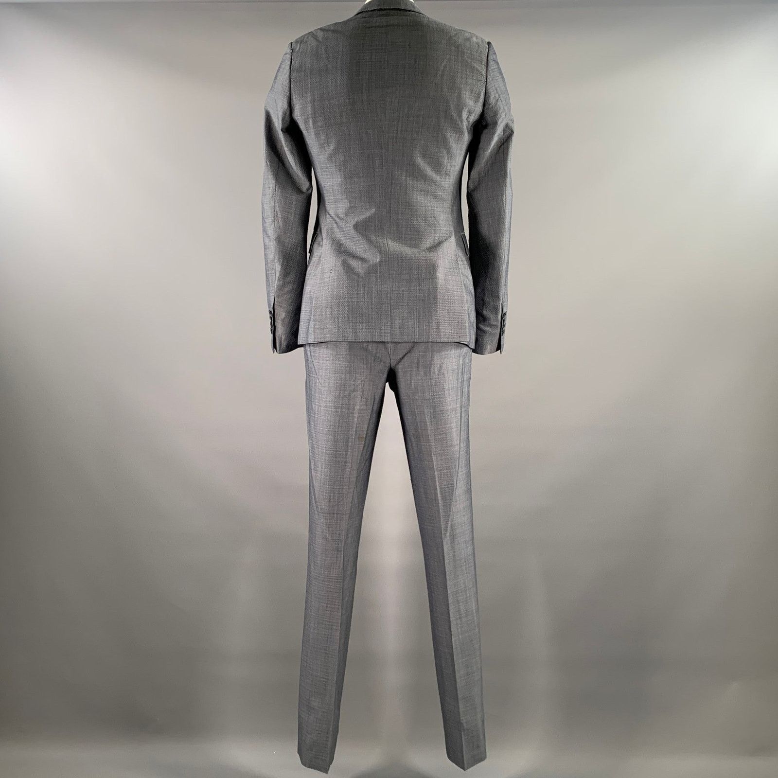 John Varvatos JOHN VARVATOS Size 40 Blue Wool Blend Notch Lapel Suit Size 40R - 4 Thumbnail