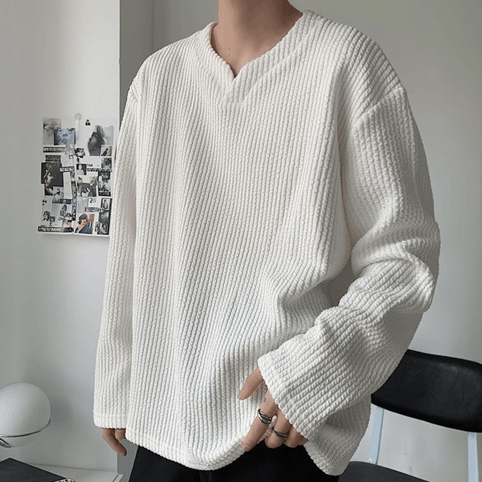Vintage Strip Knit V Neck Pullover Size US M / EU 48-50 / 2 - 1 Thumbnail