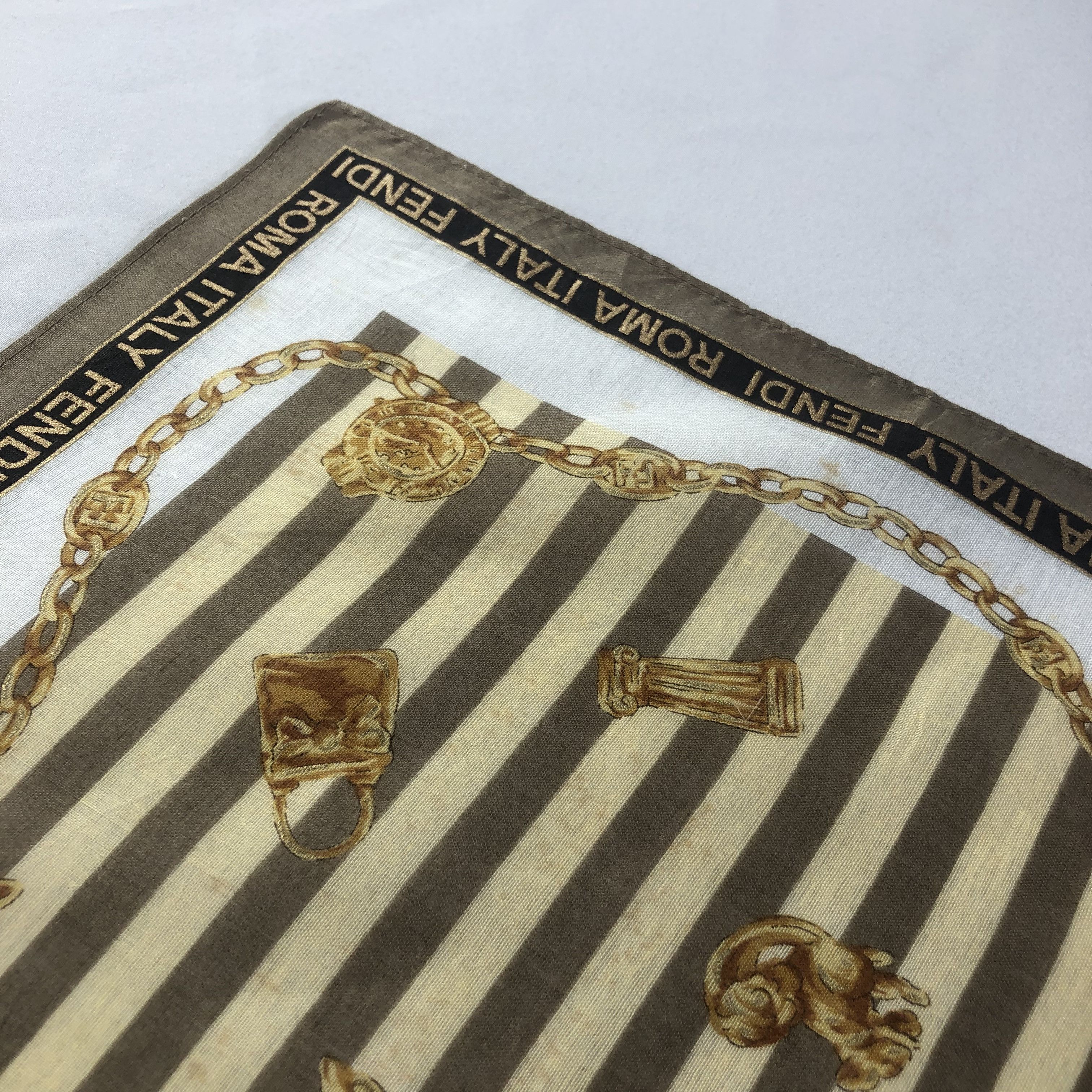 Vintage Fendi Gold Chains Handkerchief Neckerchief Bandana H2306 Size ONE SIZE - 8 Thumbnail