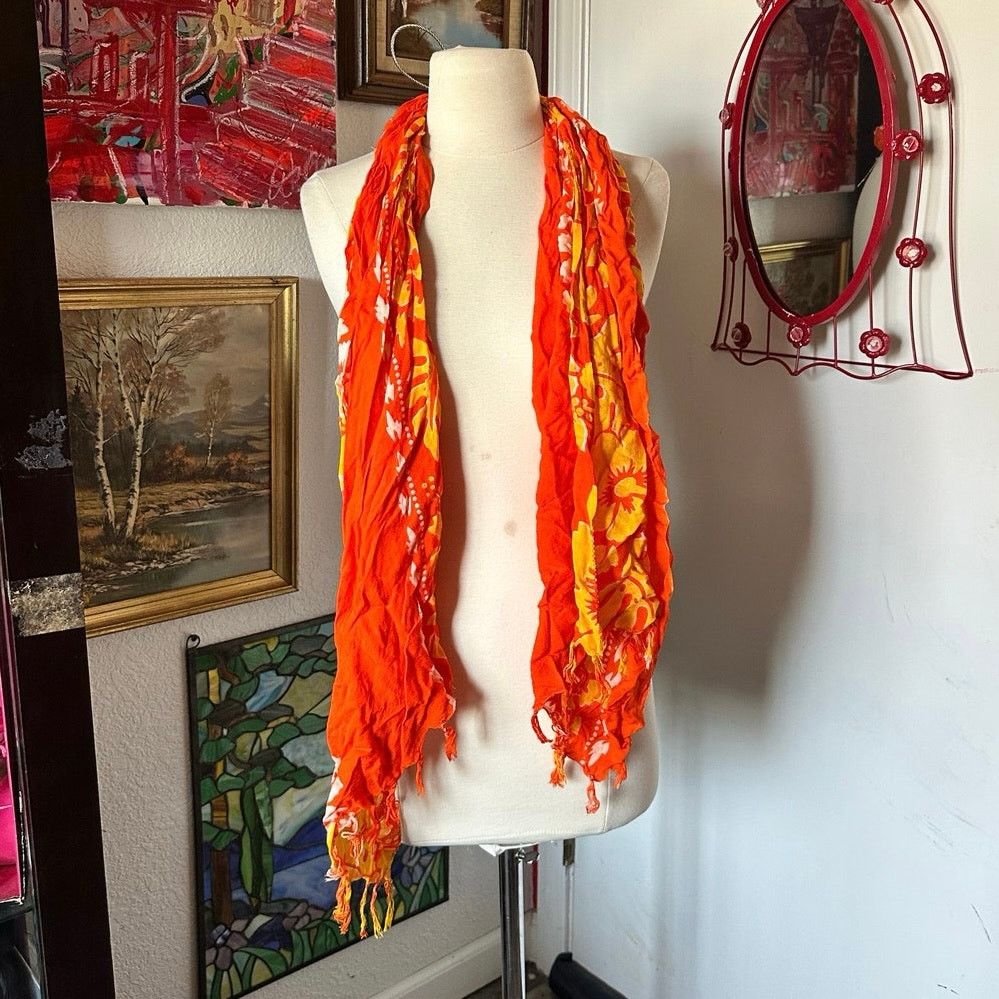 Other no brand hibiscus orange yellow scarf cover Size ONE SIZE - 1 Thumbnail