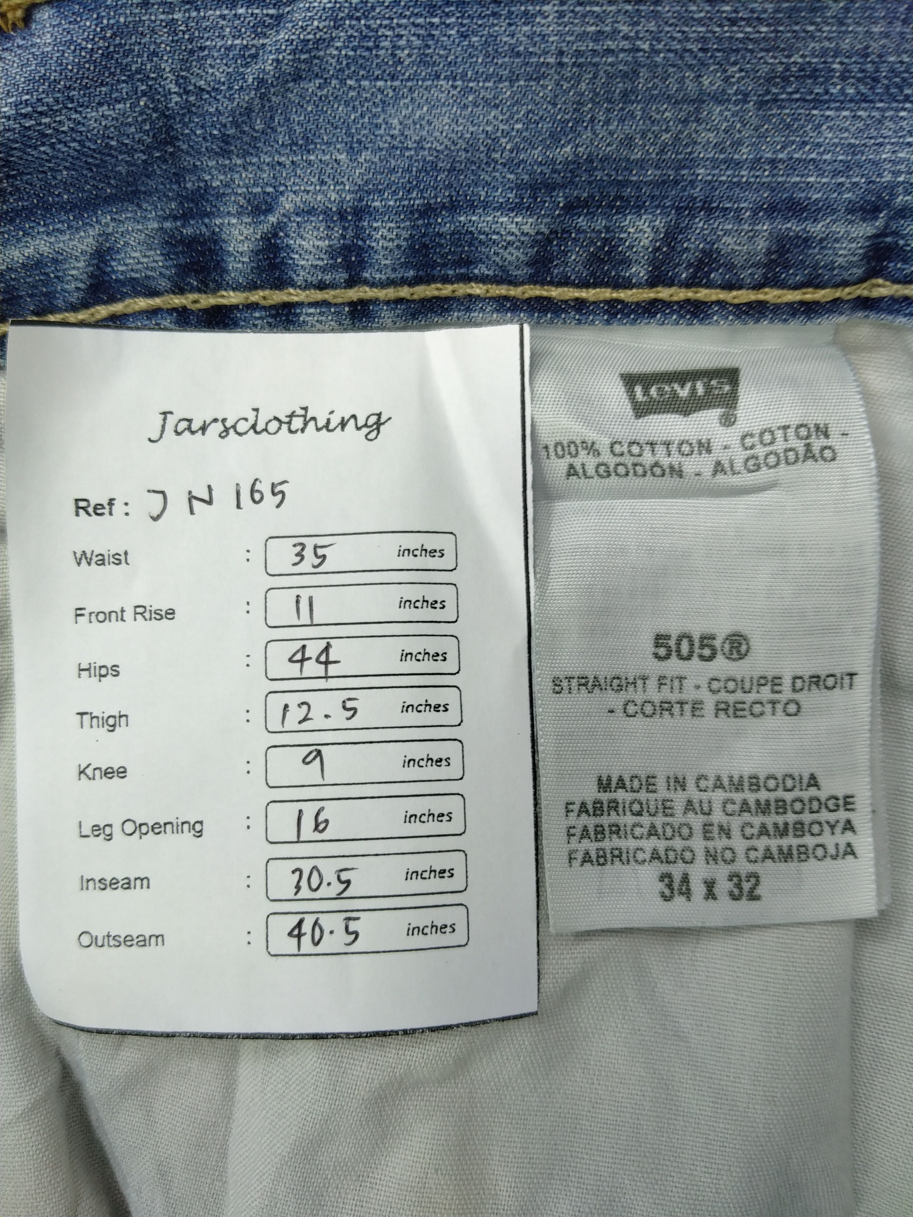 Japanese Brand Vintage Levi's 505 Straight Ripped Denim 35x30.5 JN165 Size US 35 - 10 Thumbnail