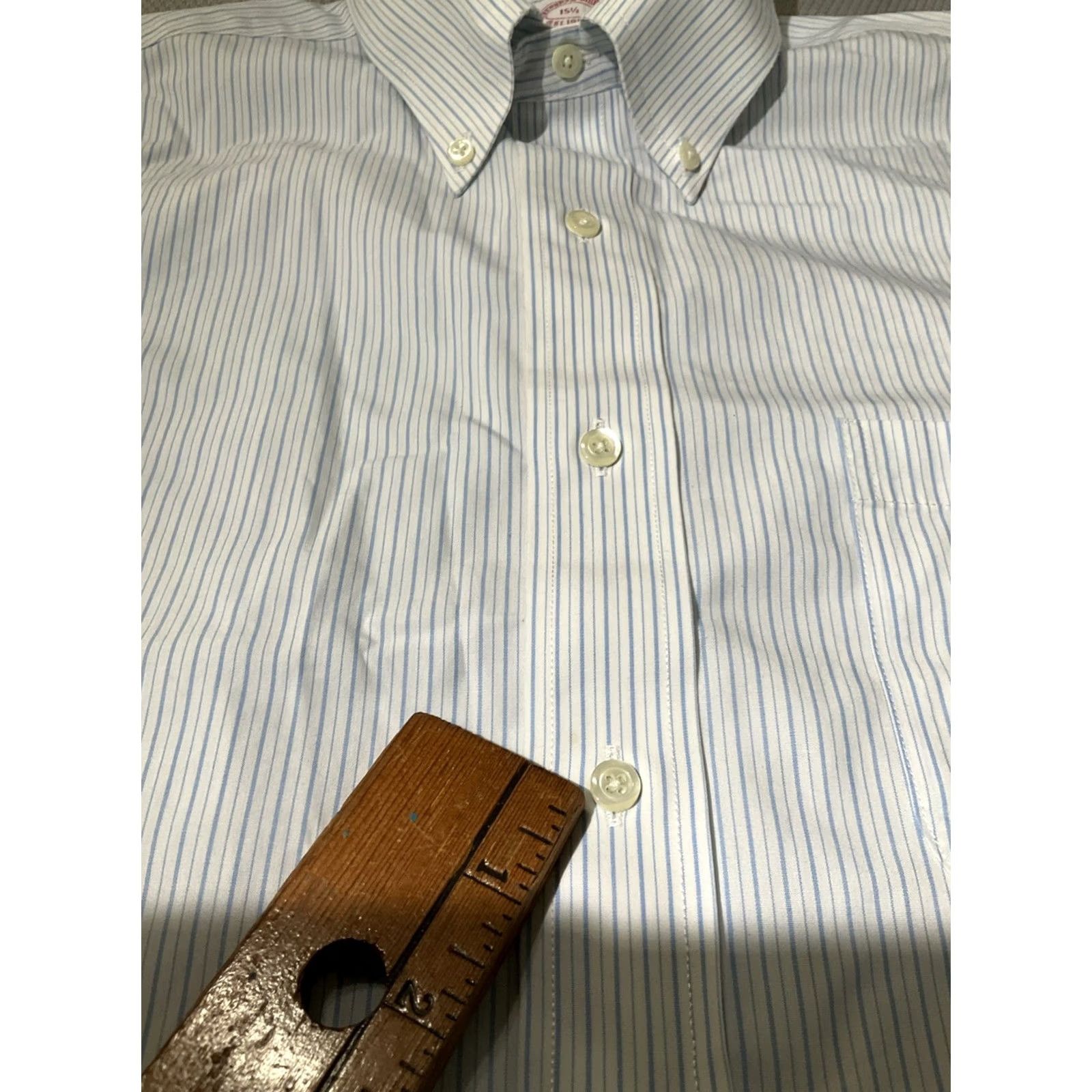 Brooks Brothers Brooks Brothers Shirt Mens 15.5 White Blue Striped Button Down Non Iron Preppy Dress Shirt Regular Fit Long Sleeve Casual Formal Workwear Size US L / EU 52-54 / 3 - 5 Thumbnail