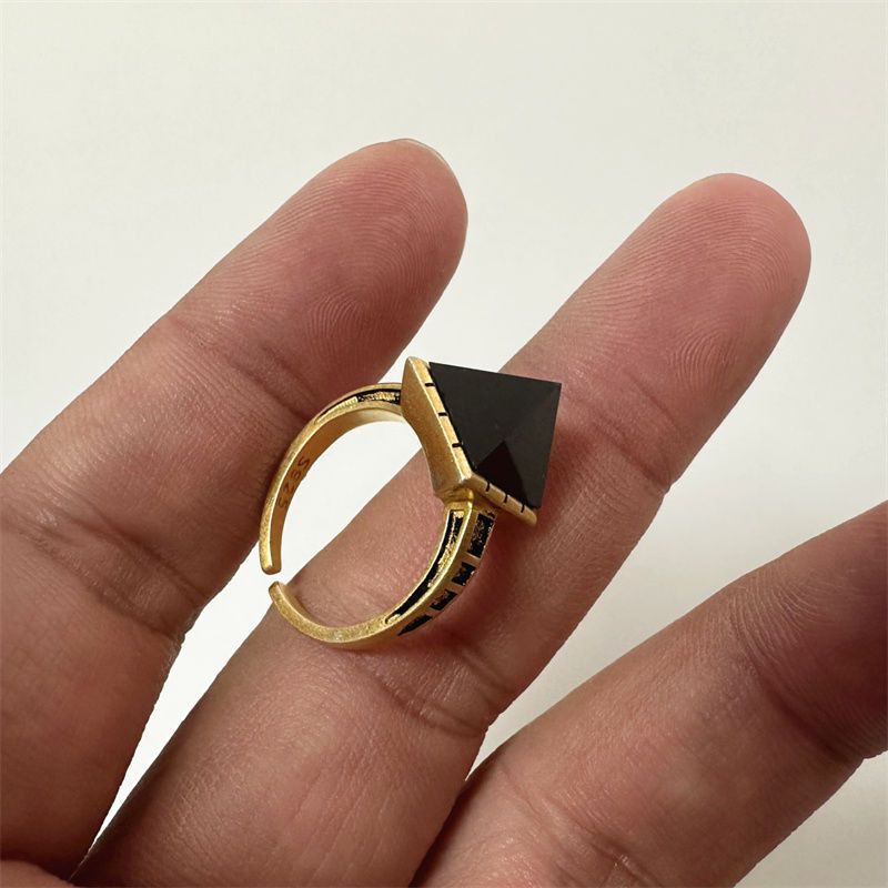 Jewelry Pyramid Gemstone Jewelry Rings Chrome Ring (Size 7-13) Size ONE SIZE - 2 Thumbnail