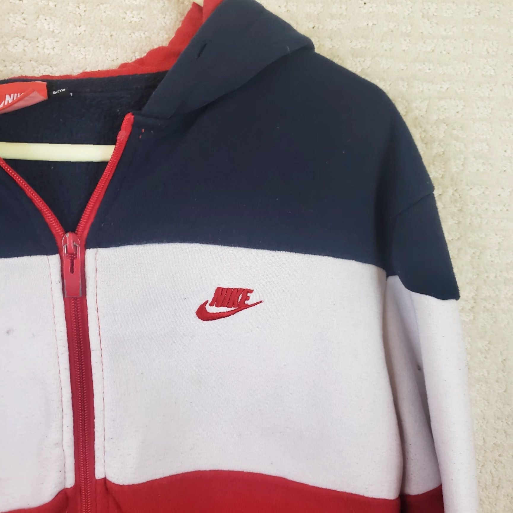 Nike Nike Women's 2XL Vintage Track Jacket Red White Blue Full Zip Pockets Swoosh USA Size XXL / US 16-18 / IT 52-54 - 6 Thumbnail