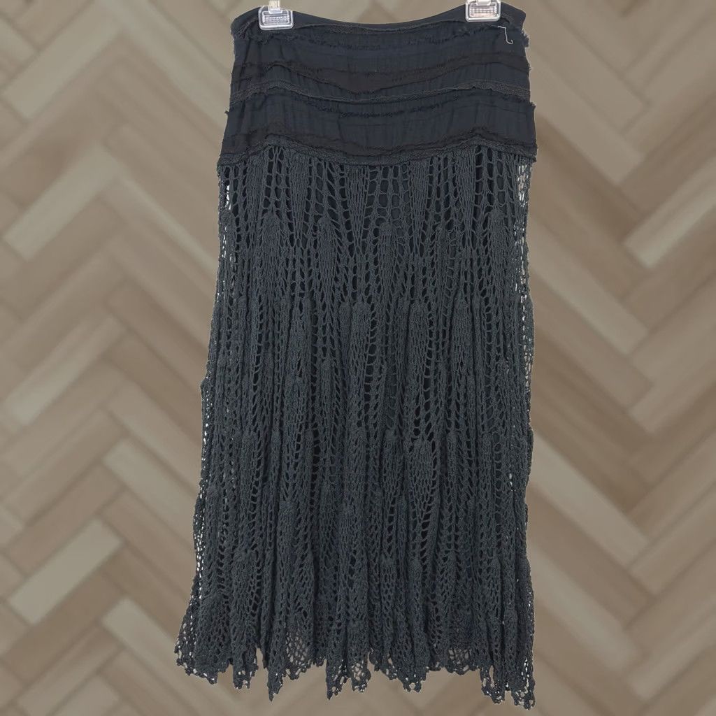 Vintage DIMRI Skirt Womens M Black Crochet Bohemian Hippie Festival Boho Short Casual Summer Spring Women Size 32" / US 10 / IT 46 - 1 Thumbnail