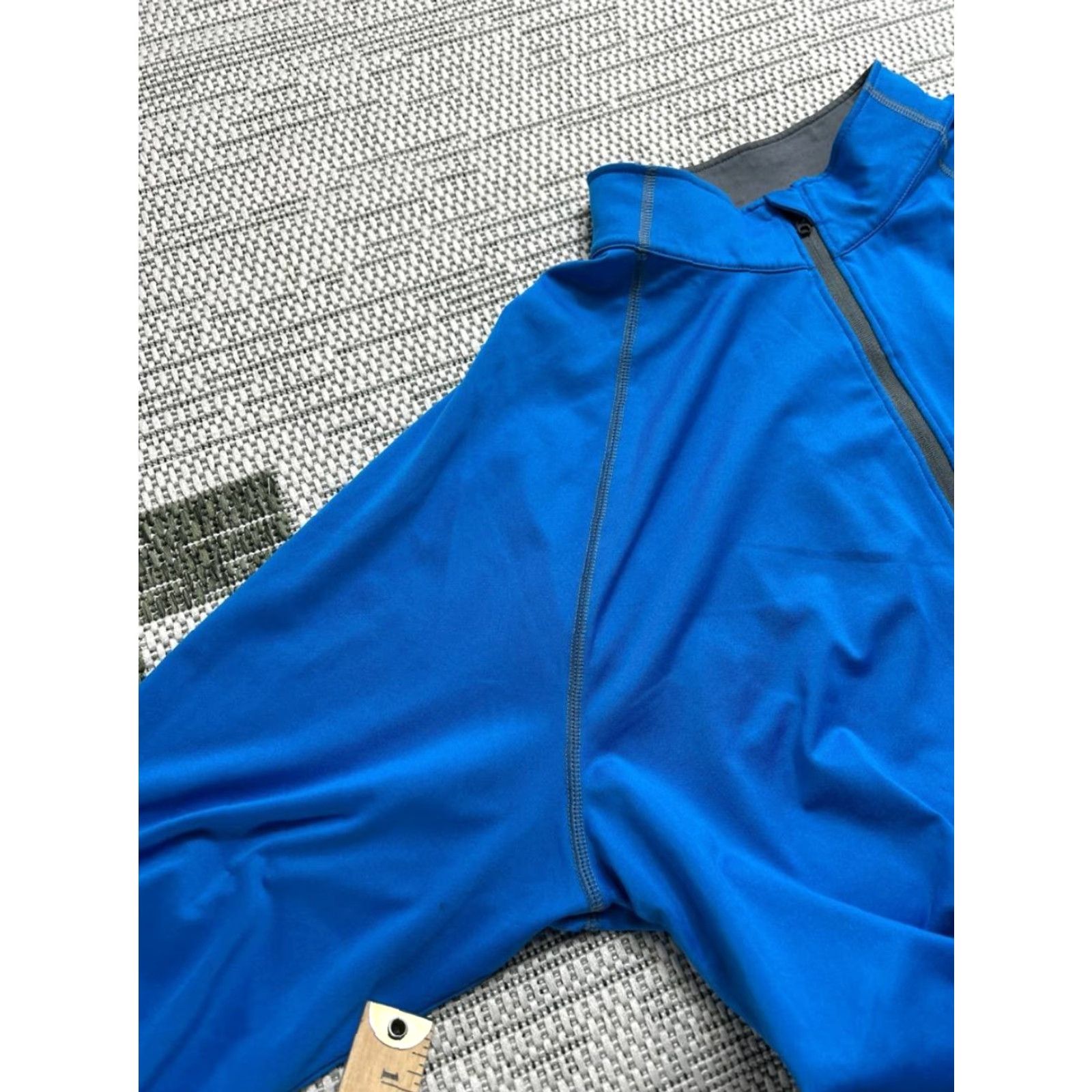 Adidas adidas Shirt Mens Medium Blue Trefoil Logo Stretch Mock Neck Quarter Zip Workout Size US M / EU 48-50 / 2 - 5 Thumbnail