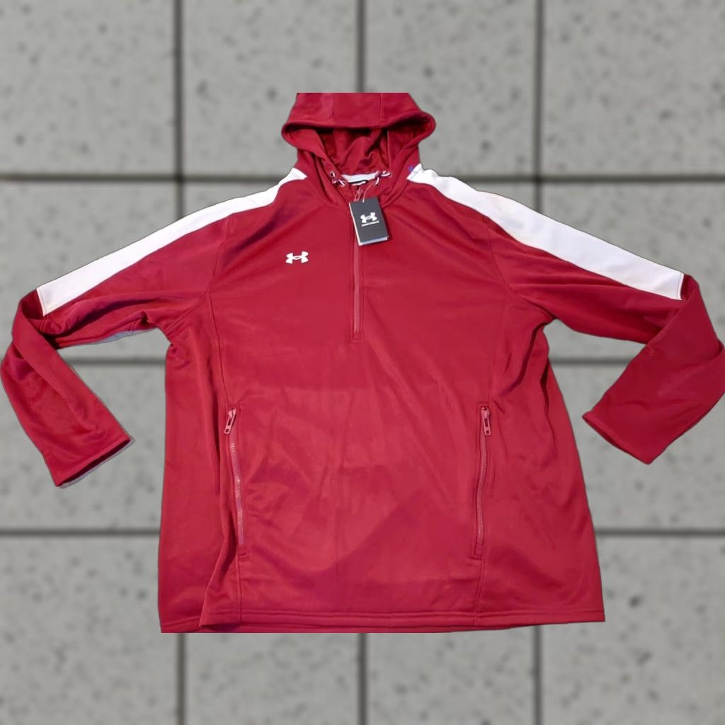 Under Armour VINTAGE? Under Armour Hoodie Mens 2XL Burgundy Solid Fleece Gym Workout Sports Hooded Pullover Sweatshirt Size US XXL / EU 58 / 5 - 1 Thumbnail
