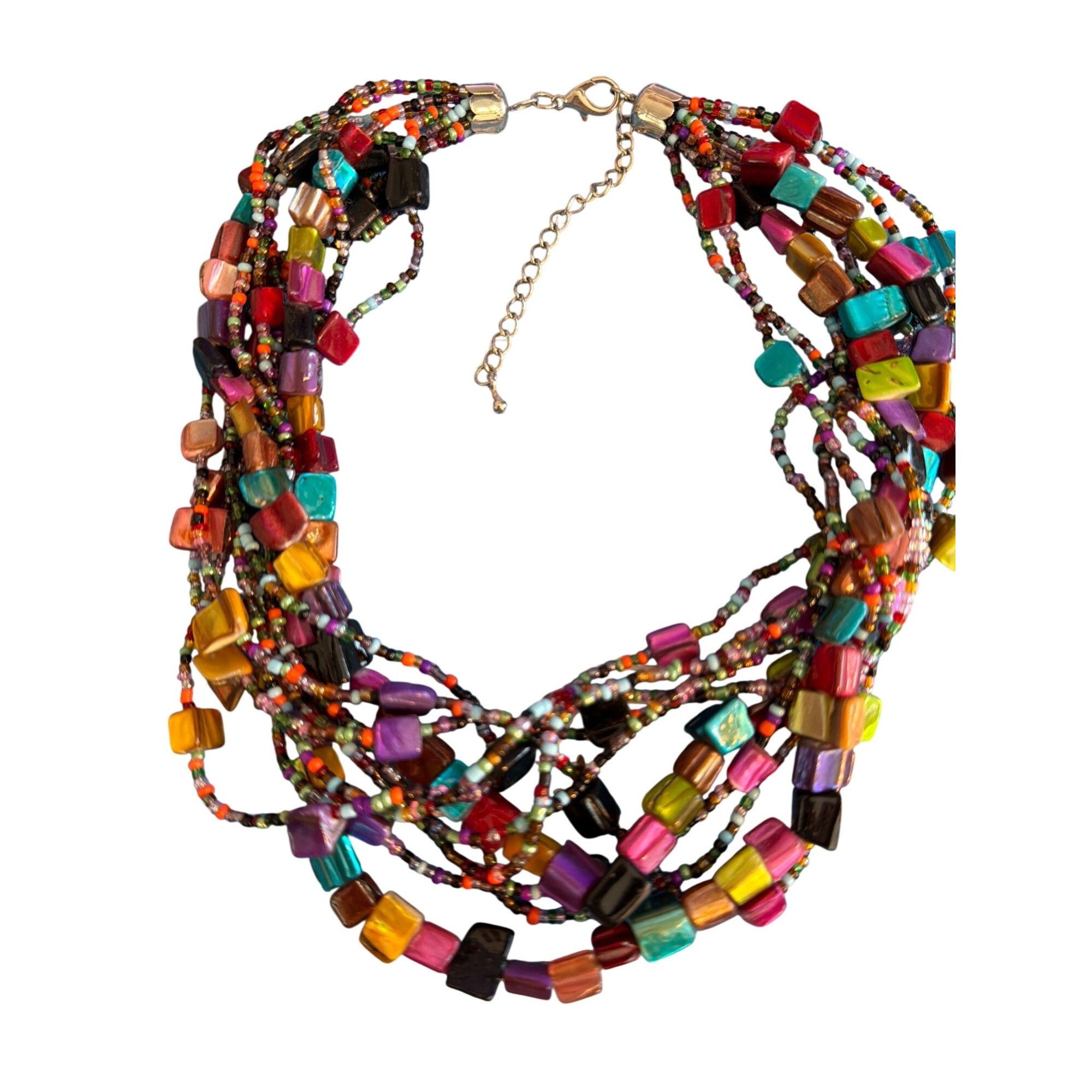 Other Vtg Multicolor Layered Beaded Necklace Chunky Seed Beads Dye Size ONE SIZE - 4 Thumbnail