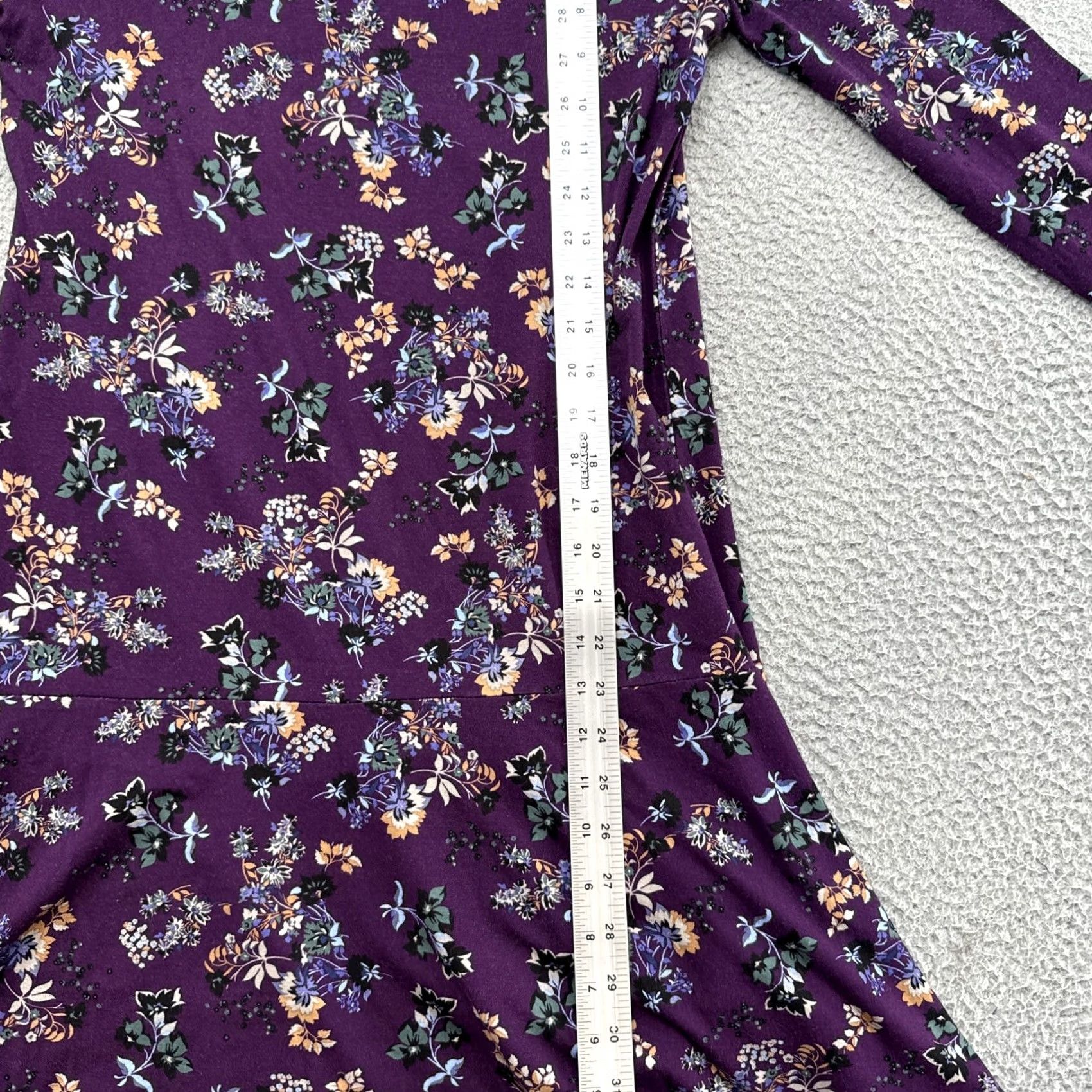 Loft LOFT Women's Purple Floral Long Sleeve Shirt Dress XS Size XS / US 0-2 / IT 36-38 - 6 Thumbnail