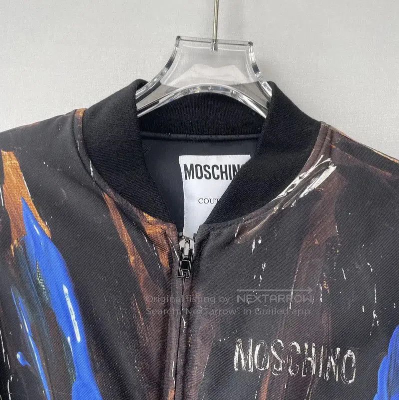 Moschino Moschino Black Bomber Jacket with Colorful Print . Size US M / EU 48-50 / 2 - 8 Thumbnail