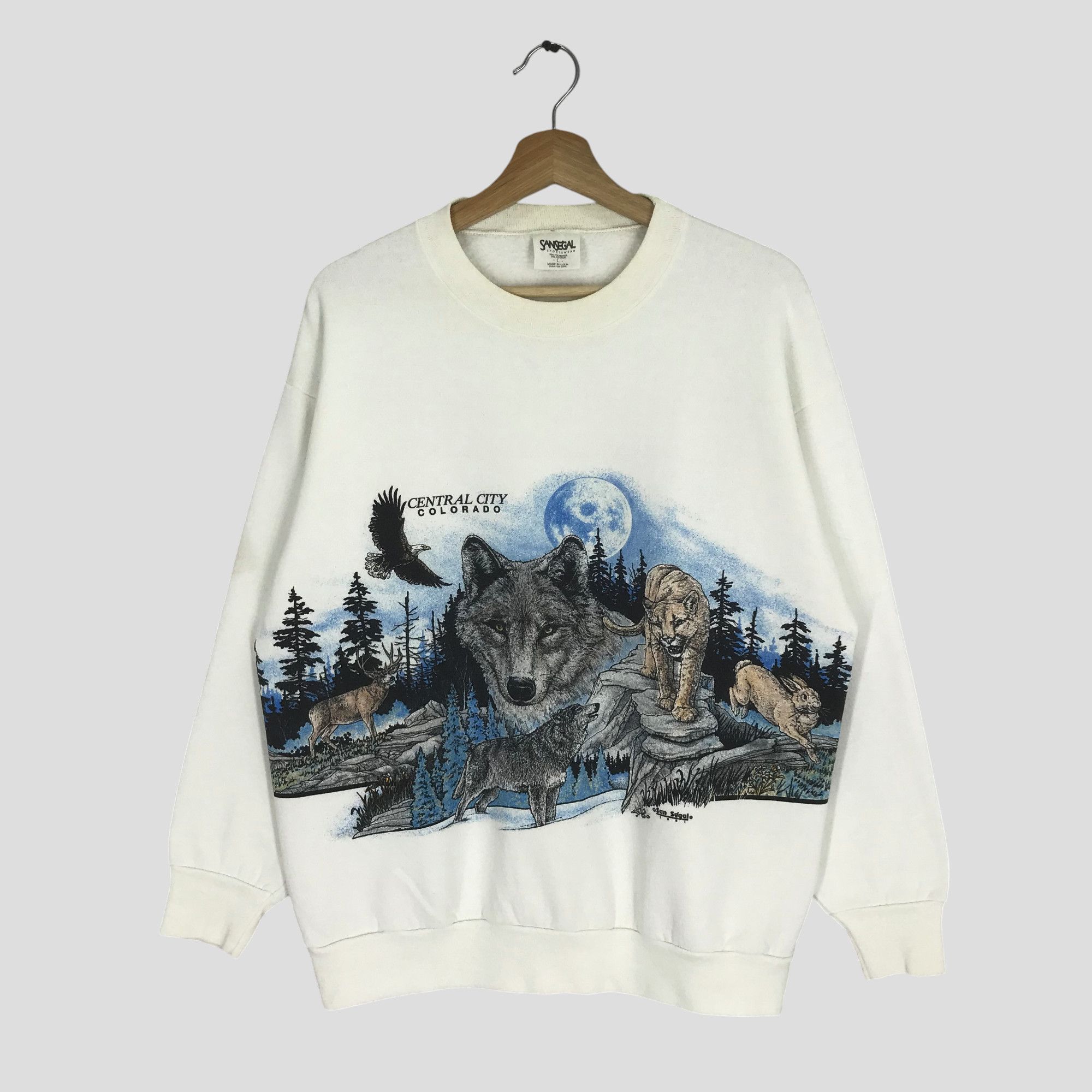 Vintage Vintage 90's Retro Graphic Nature Habitat White - 367 Size US L / EU 52-54 / 3 - 2 Thumbnail