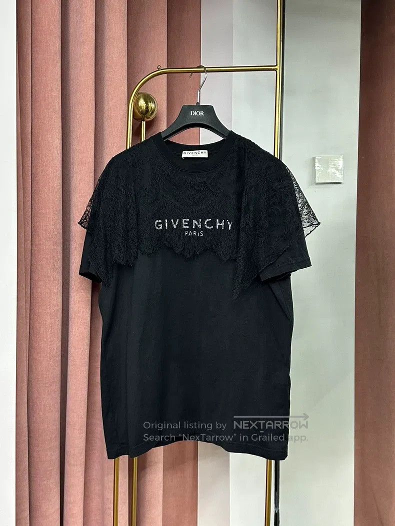 Other Givenchy Black Lace Letter T-Shirt Short Sleeve Top Size US XS / EU 42 / 0 - 1 Thumbnail