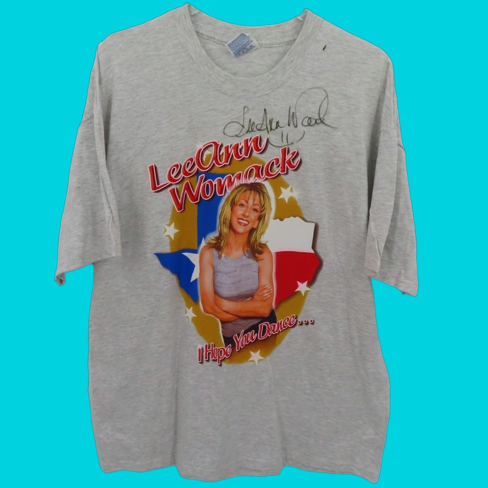 Hanes VTG Hanes T-Shirt Lee Ann Womack Texas LAW Tour Signed Autographed Adult XL Gray Short Sleeve Crew Neck Size US XL / EU 56 / 4 - 1 Thumbnail