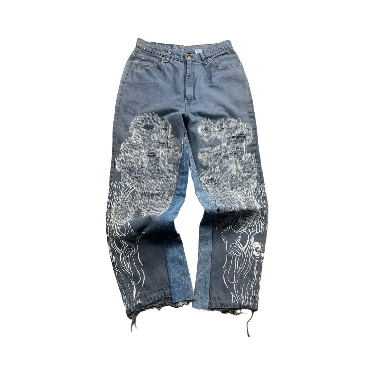 Japanese Brand Baggy Sashiko Skull Denim Midnight Wash 32x30 Size US 36 / EU 52 - 1 Thumbnail