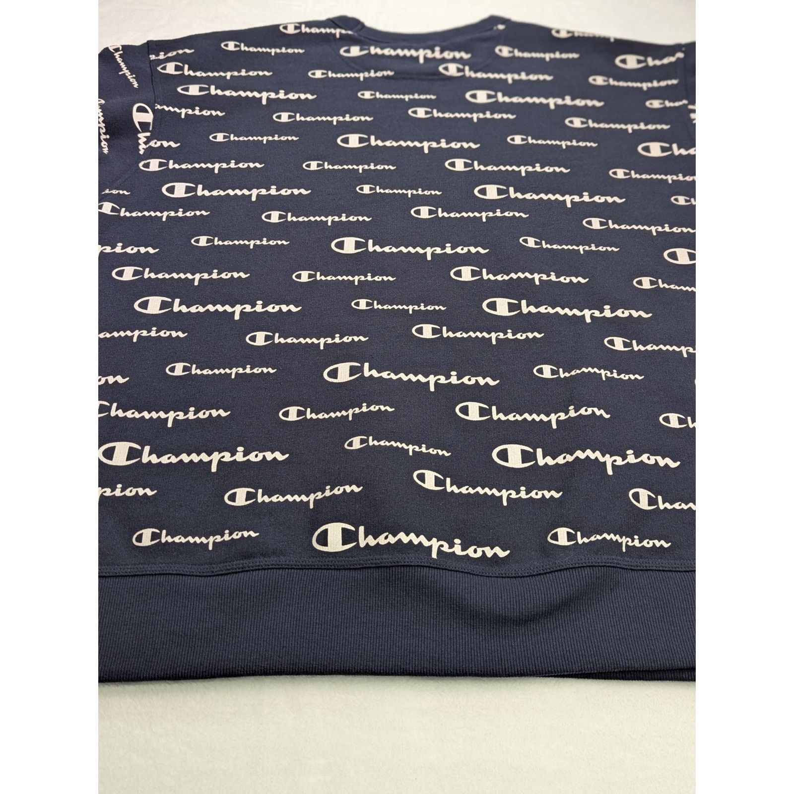 Champion Champion Script All-Over Print Navy Crewneck Sweatshirt 2XL Size US XXL / EU 58 / 5 - 8 Thumbnail