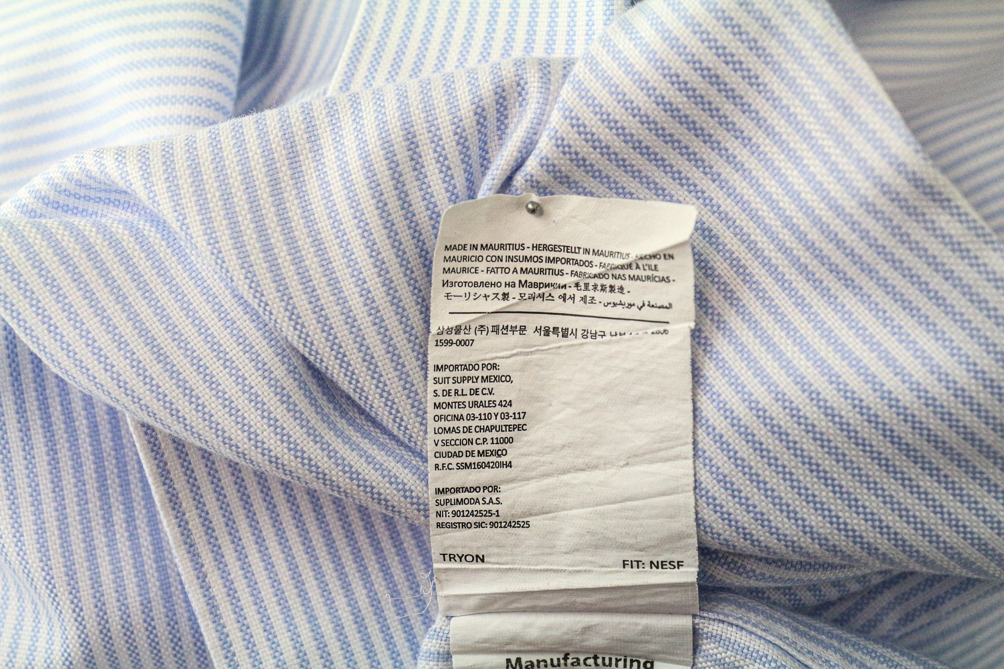 Suitsupply 37/14 1/2 Extra Slim Blue Cotton Stripes Shirt 76365 Size 38R - 7 Thumbnail