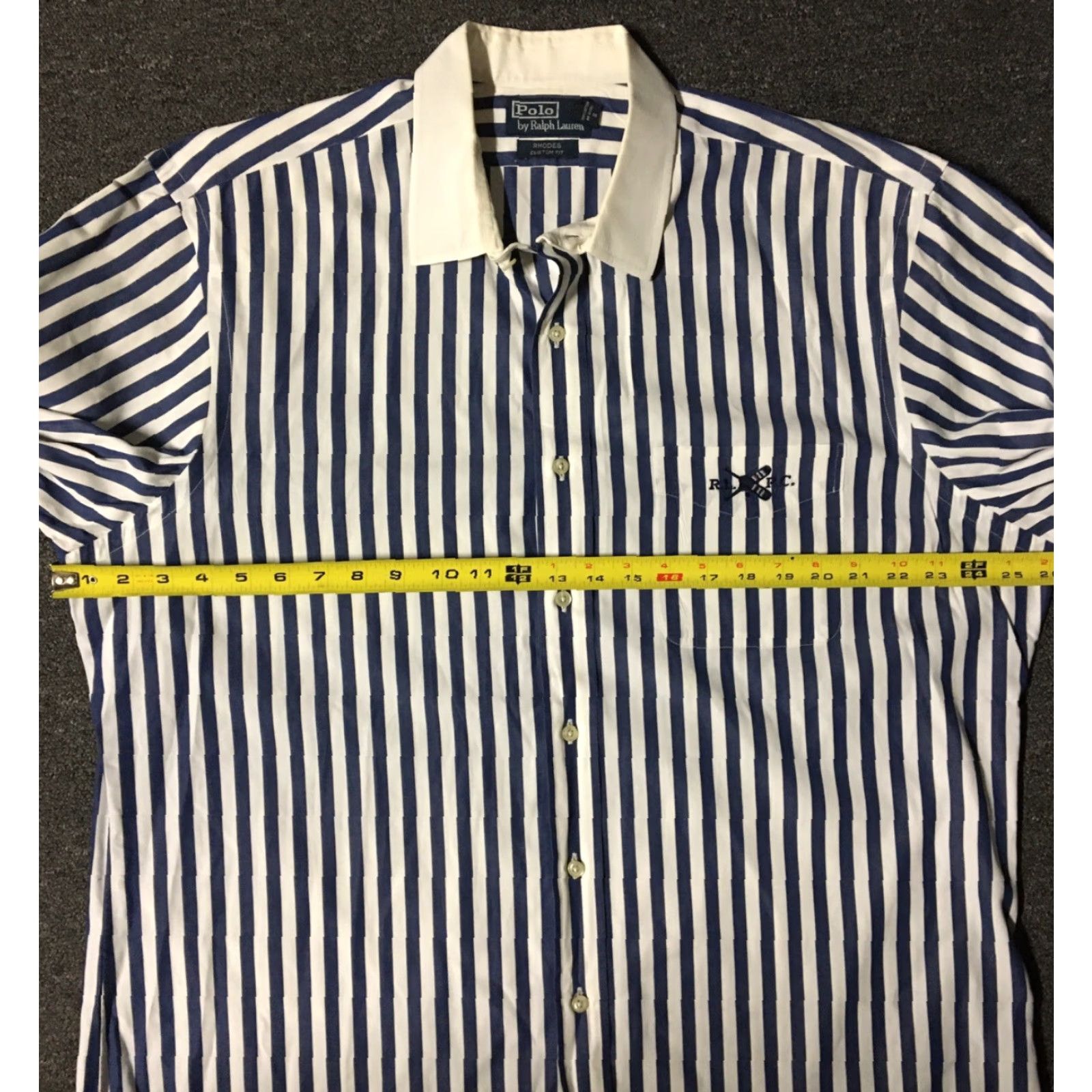 Polo Ralph Lauren Vtg Polo Ralph Lauren RLPC Striped Shirt XL Men Long Sleeve Button-Up USA 90s Nautical Sailing Flag Blue/White Size US XL / EU 56 / 4 - 5 Thumbnail