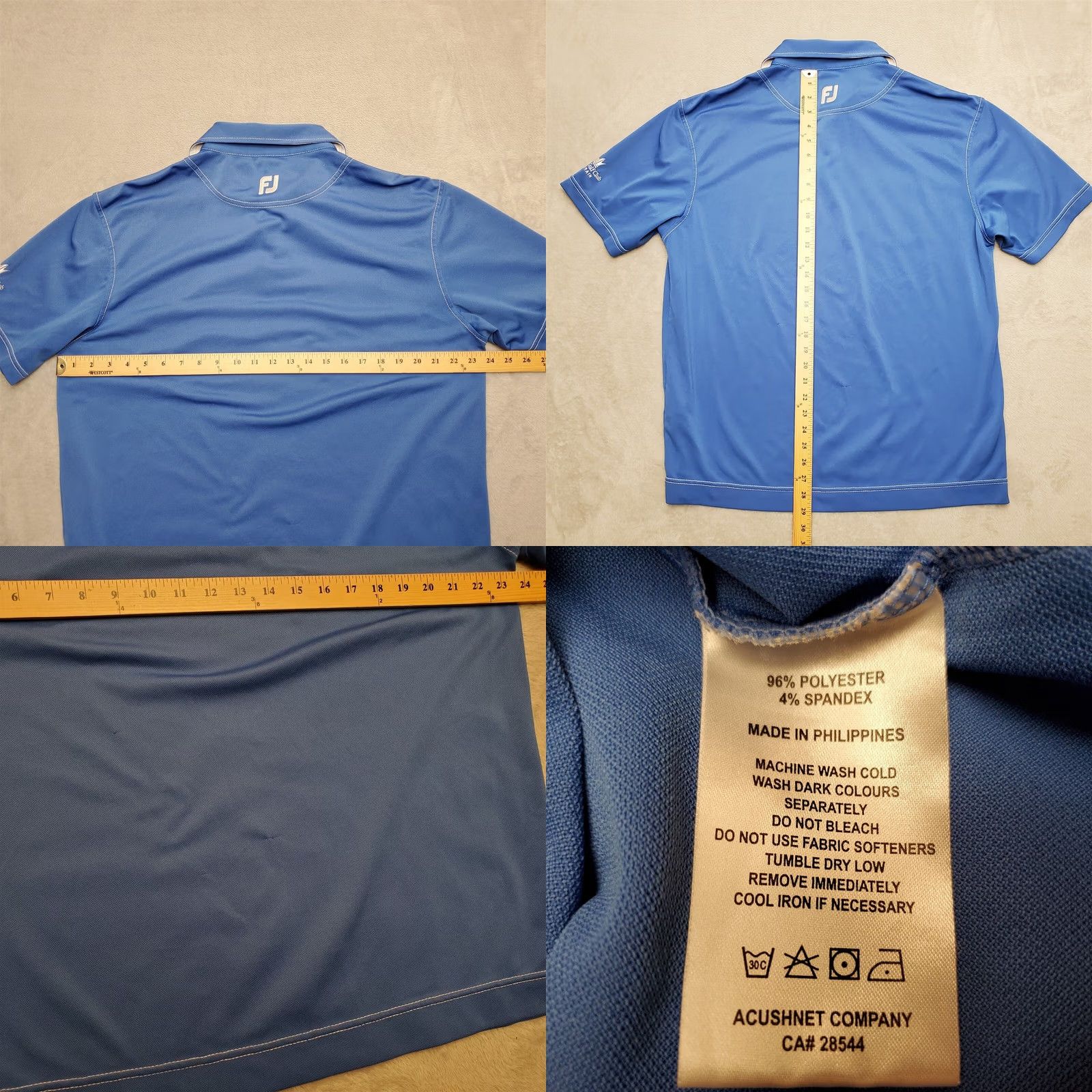 Footjoy FootJoy Shirt Mens L Blue Polo Polyester Athletic Performance Stretch Golf Size US L / EU 52-54 / 3 - 8 Thumbnail