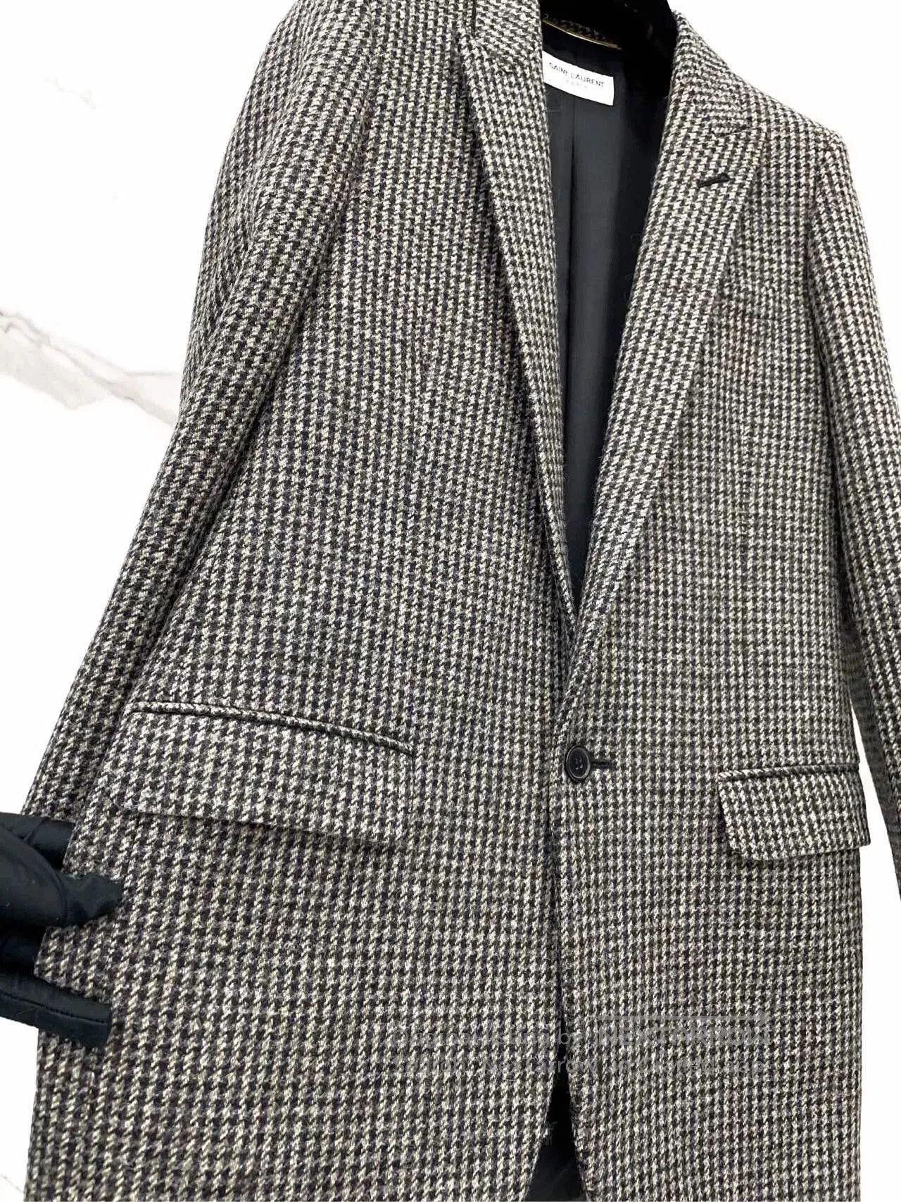 Saint Laurent Paris Saint Laurent Black Houndstooth Wool Blazer. Size XXS / US 00 / IT 34 - 5 Thumbnail